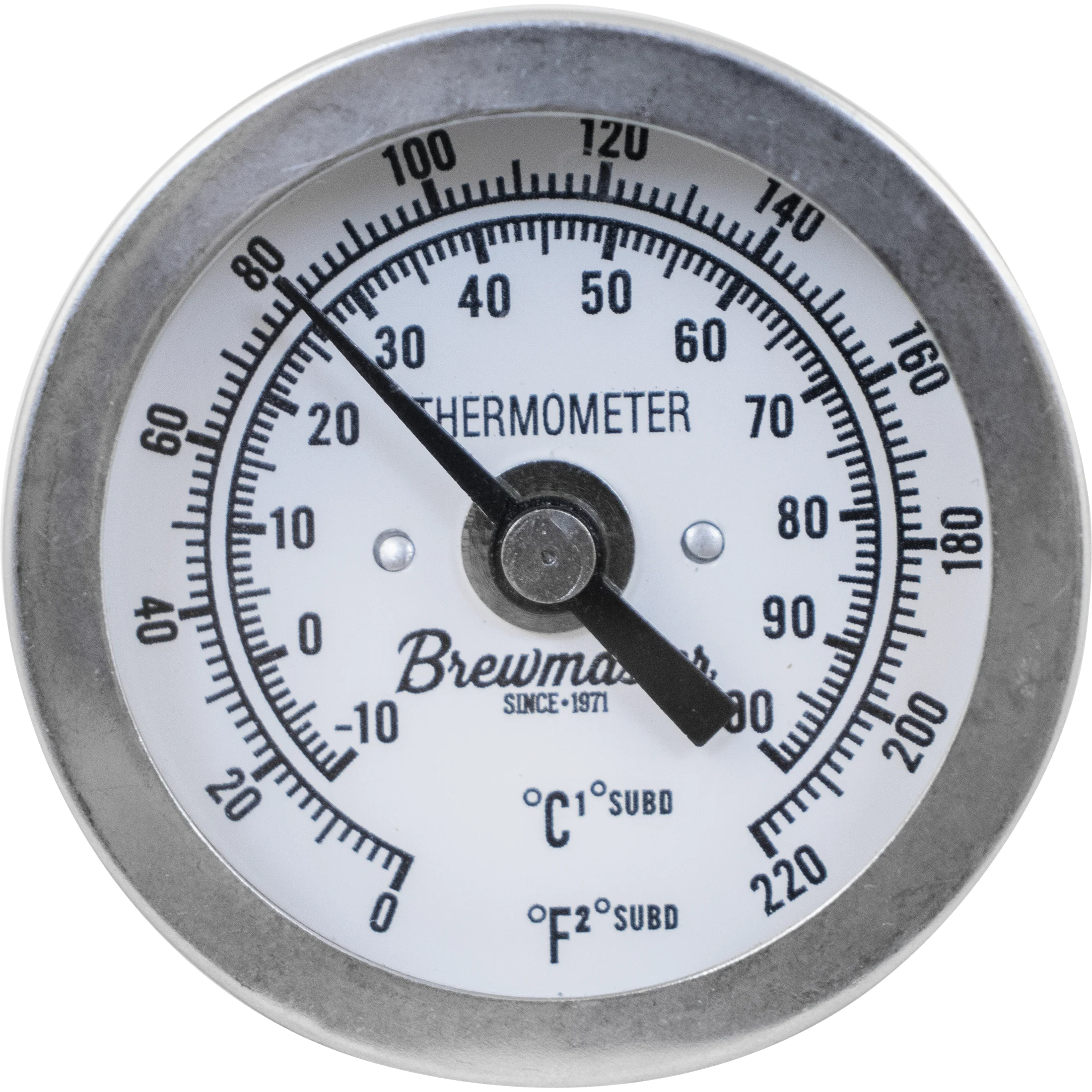 1/2" MPT Dial Thermometer for Kettles - 2 in. Face - Image 2