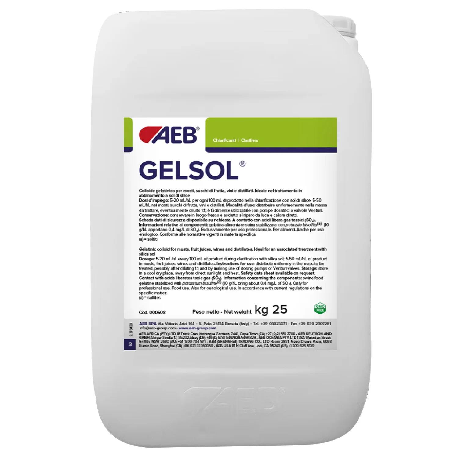 AEB Gelsol | Liquid Hydrosoluble Gelatin | Fining Agent | 25 kg