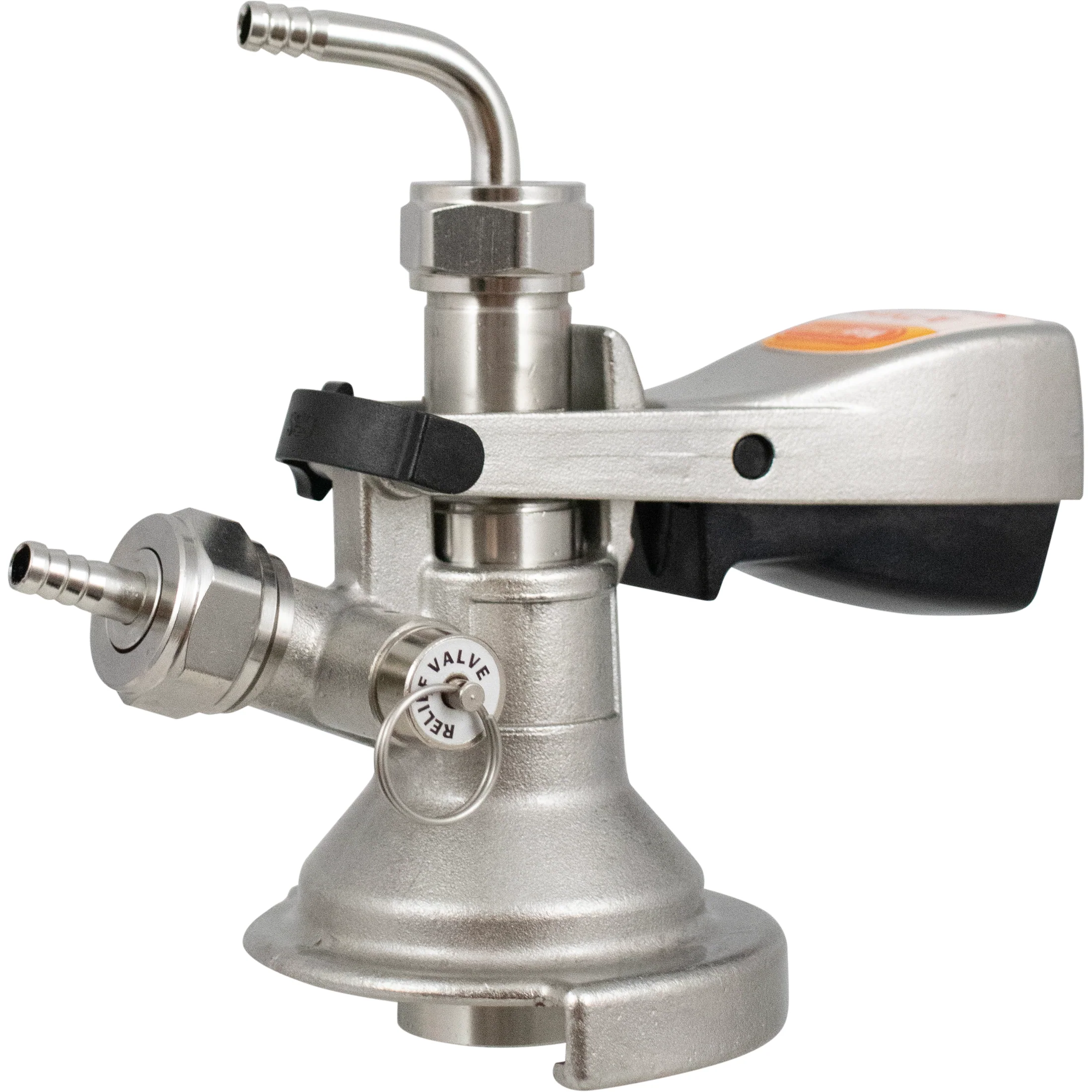 A-Style Keg Coupler | German Slider Beer Tap | Stainless Steel Body & Probe | PRV | Beer & Gas Barbs Included - Image 2