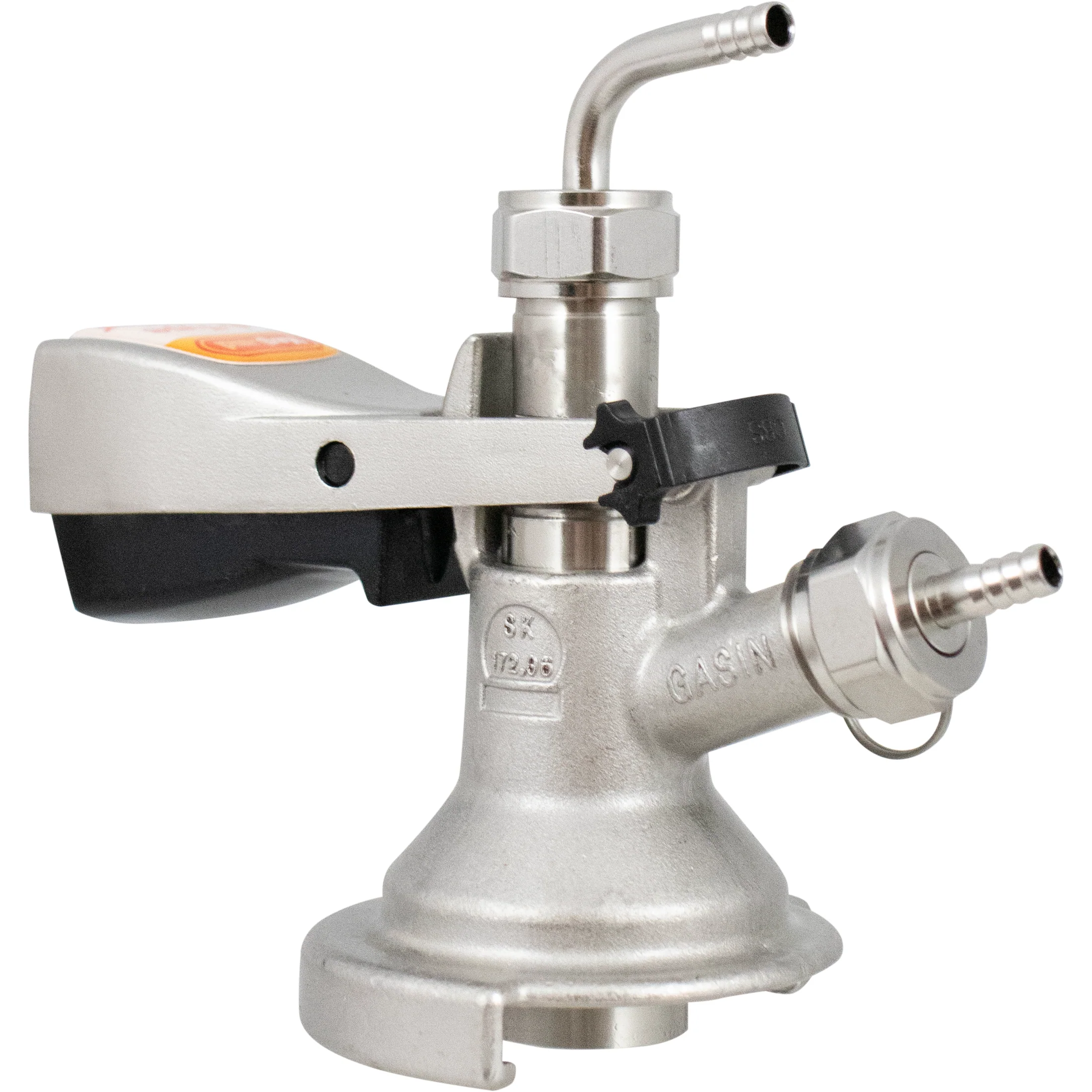 A-Style Keg Coupler | German Slider Beer Tap | Stainless Steel Body & Probe | PRV | Beer & Gas Barbs Included - Image 3