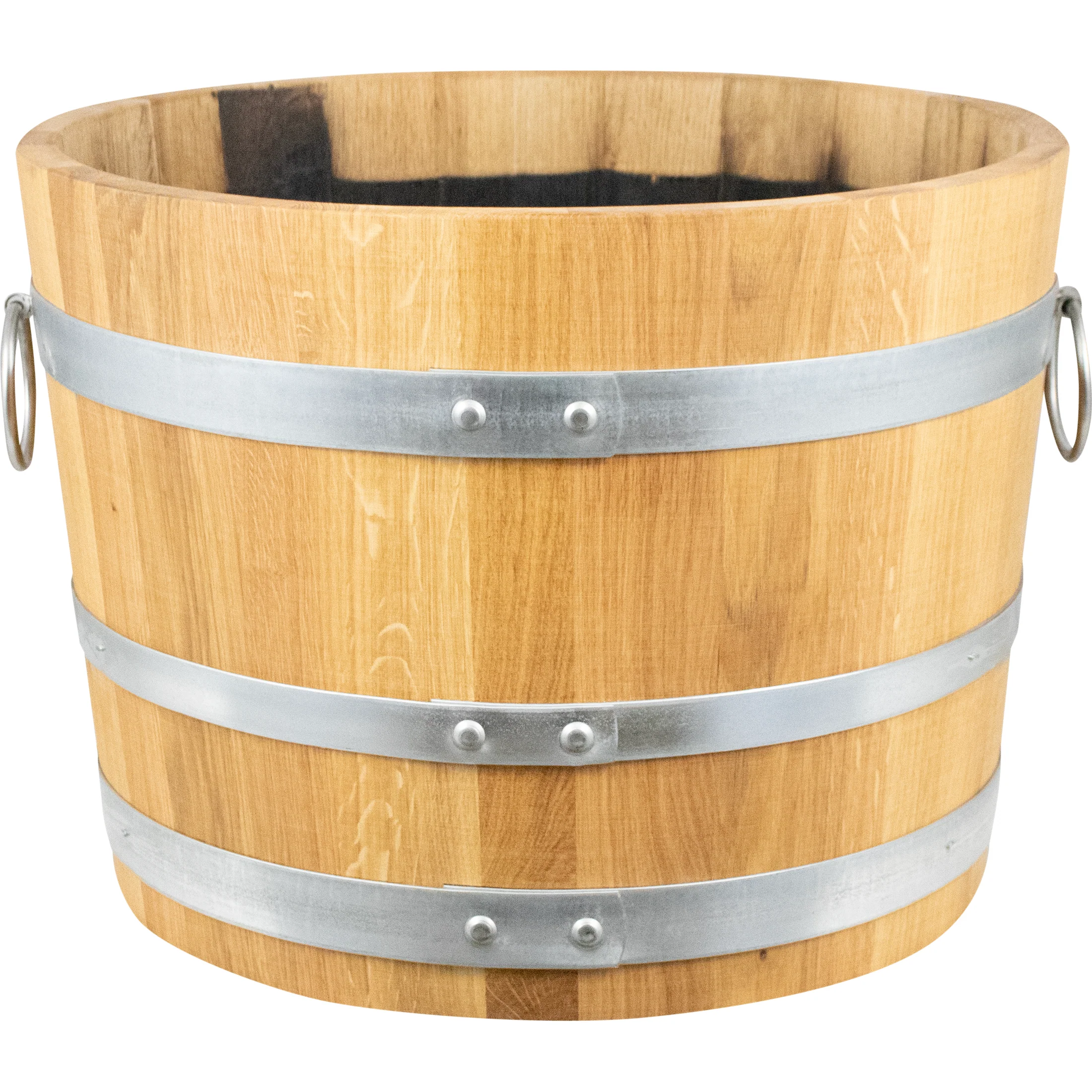 Balazs Planter Barrel | Half Barrel Planter | Flower Pot | 21.5" x 16"