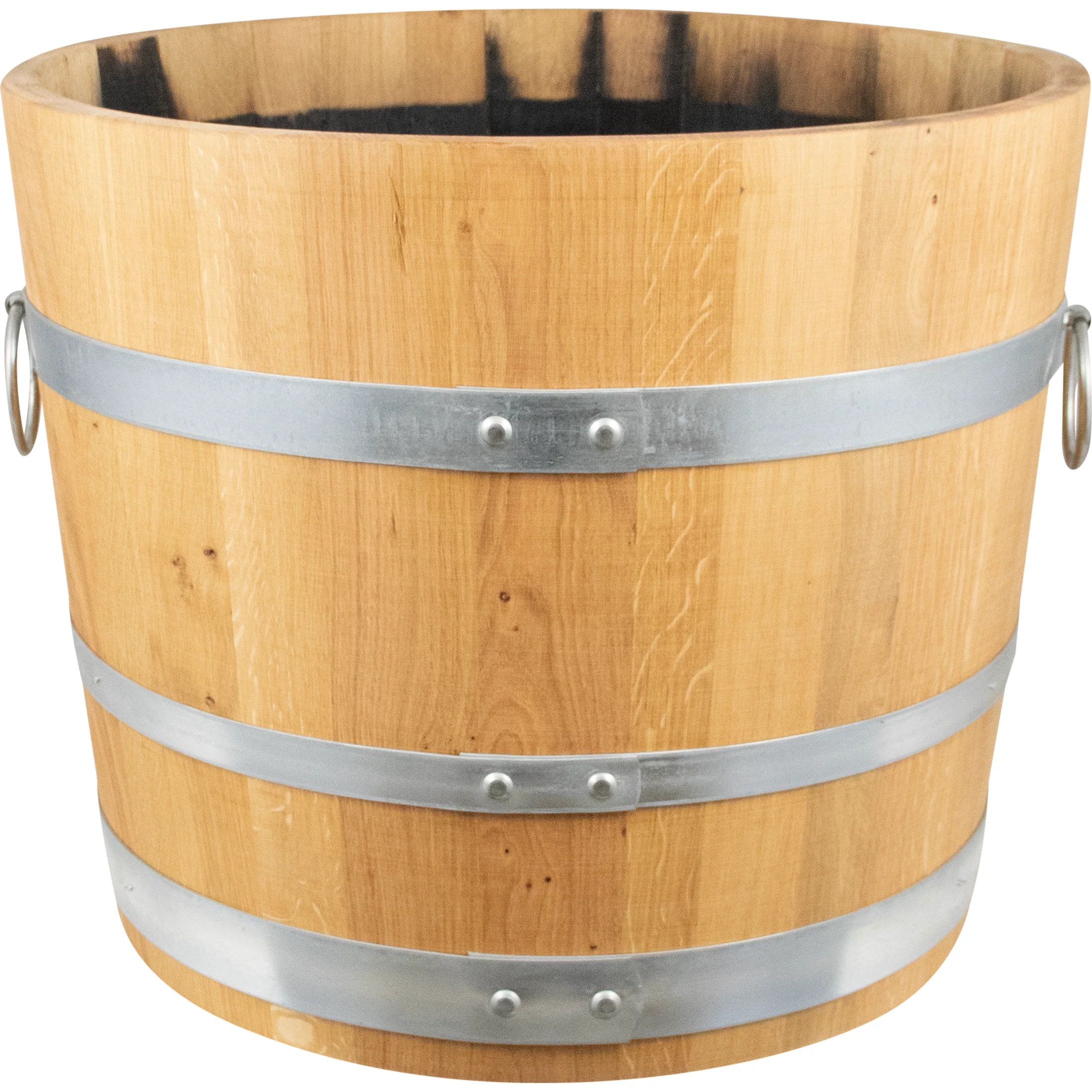 Balazs Planter Barrel | Half Barrel Planter | Flower Pot | 23.5" x 19.5"