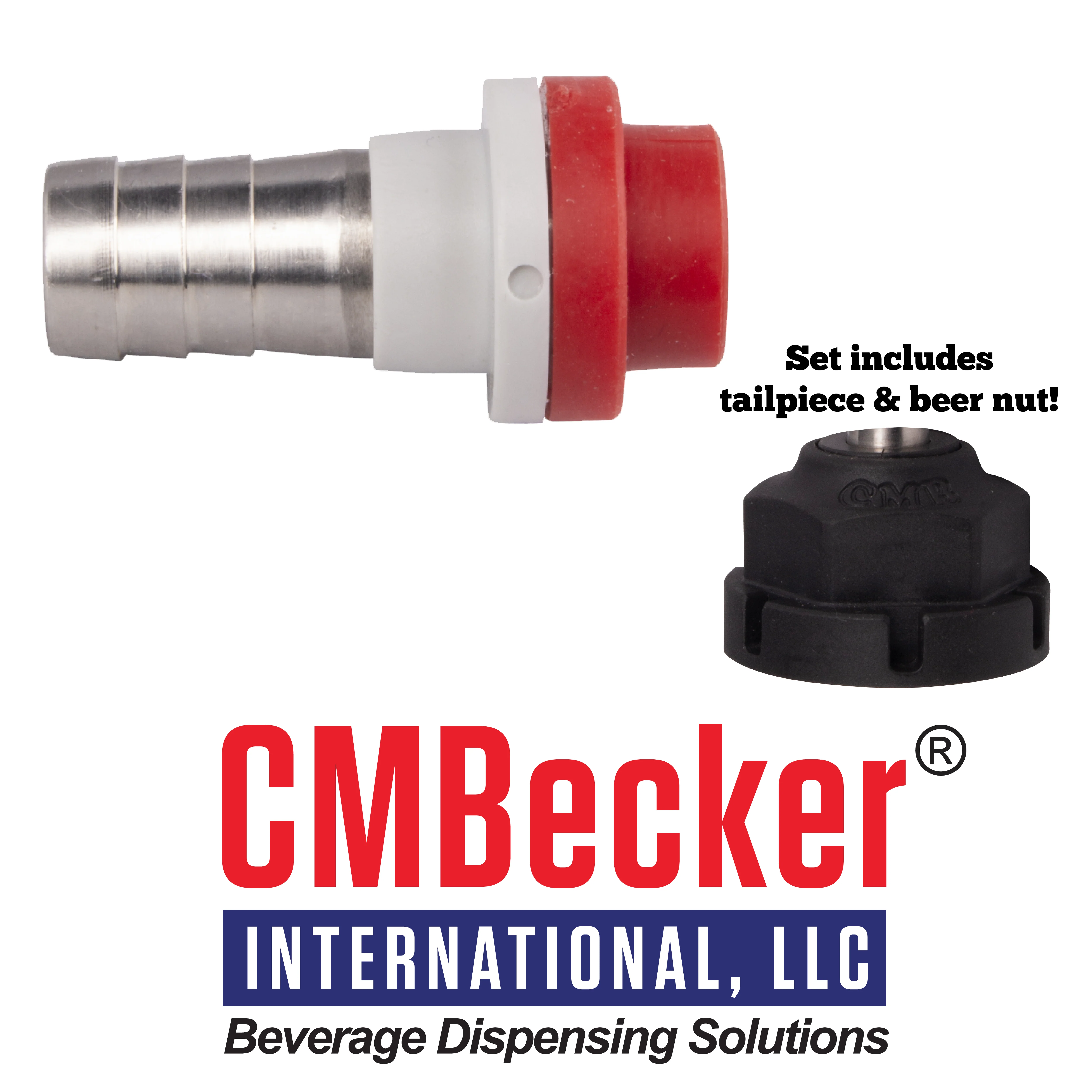 CMBecker Shank Tailpiece | 10mm (3/8") Barb | Beer Nut Included - Image 2