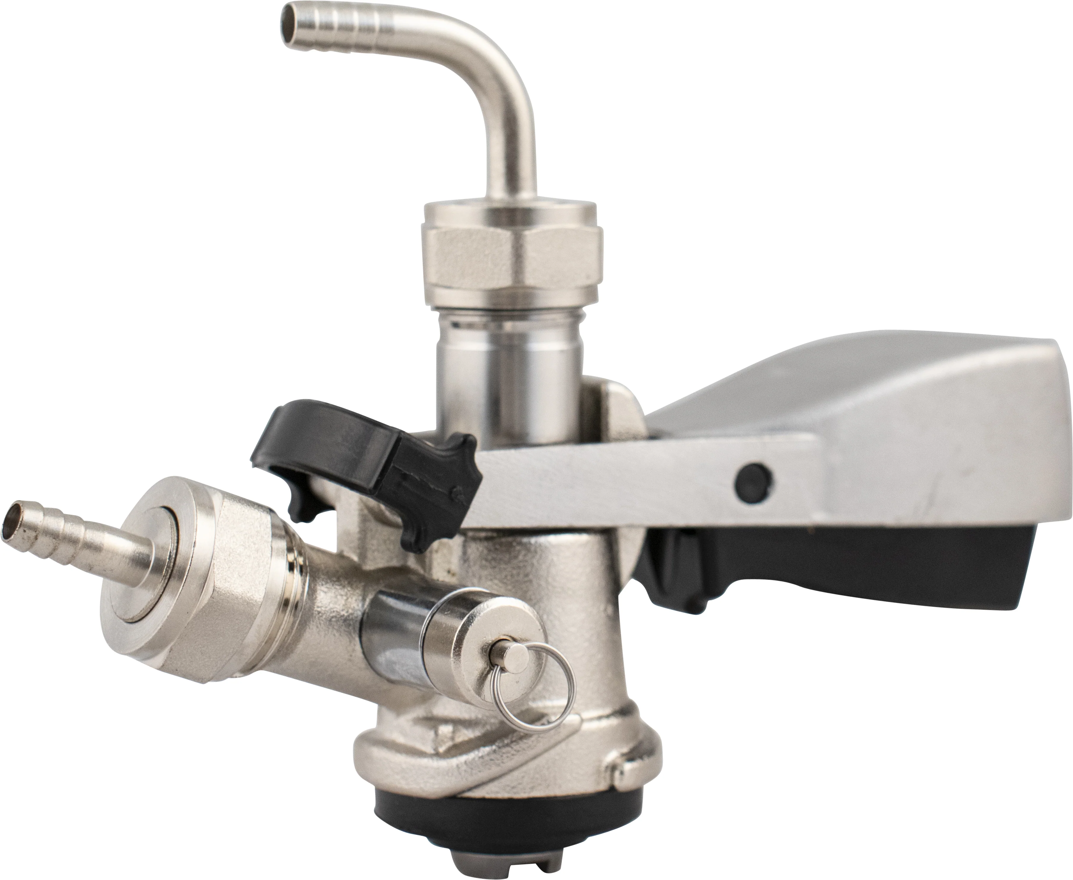 D-Style Keg Coupler | Sanke Keg Beer Tap | Stainless Steel Body & Probe | PRV | Beer & Gas Barbs Included
