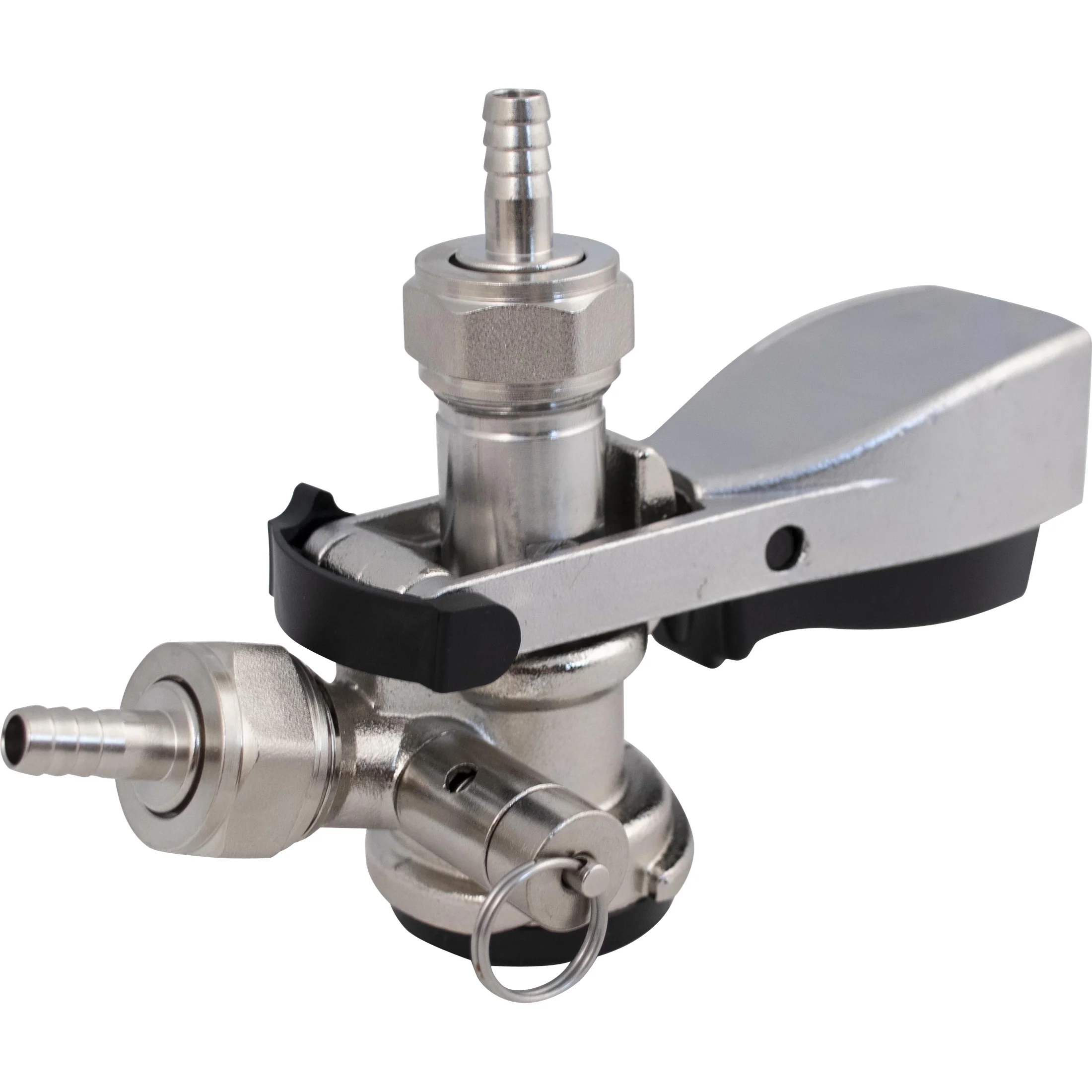 D-Style Keg Coupler | Sanke Keg Beer Tap | Stainless Steel Probe | PRV | Beer & Gas Barbs Included