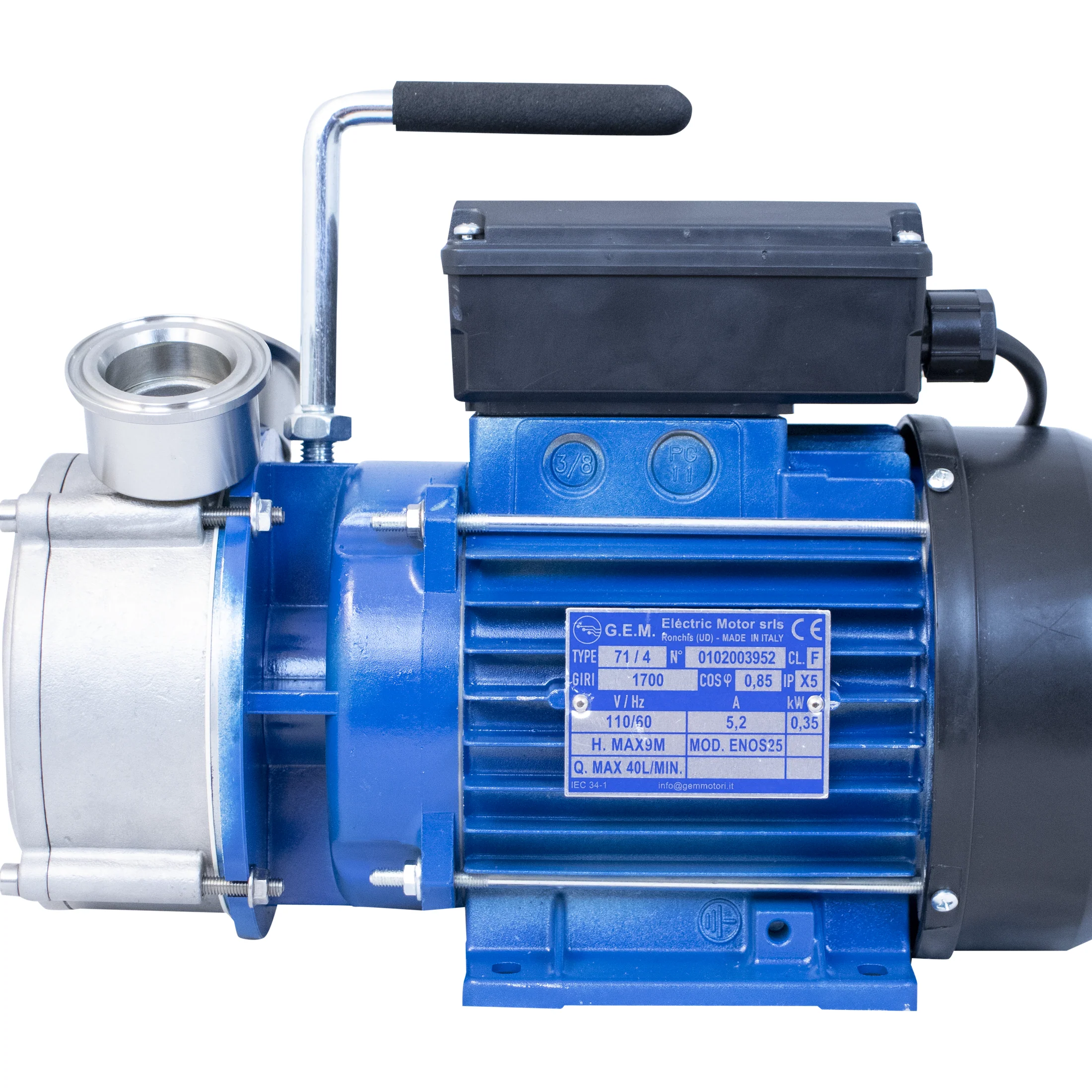 EnoItalia Centrifugal Pump | ENOS 25 | Self-Priming | Stainless Steel | 11 GPM | 1.5 in. T.C. | 110V - Used - Image 6