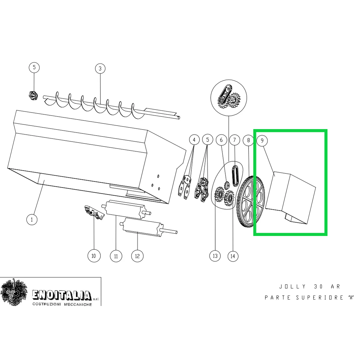 EnoItalia Jolly 25 Destemmer | Replacement Flywheel Cover - Image 9