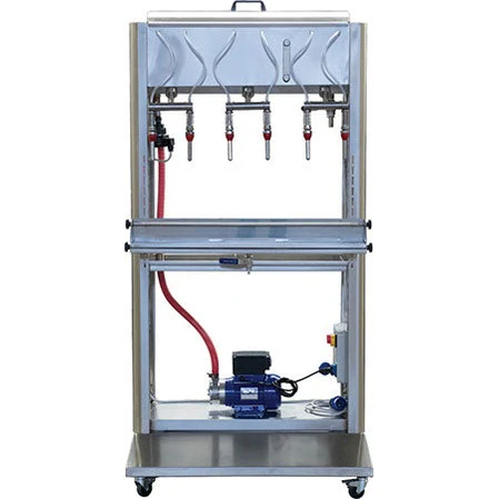 EnoItalia Wine Bottle Filler | 6 Spout | Stainless Trolley Cart | Electronic Level Sensor | Integrated Pump | 980L/h Fill Rate | 220V