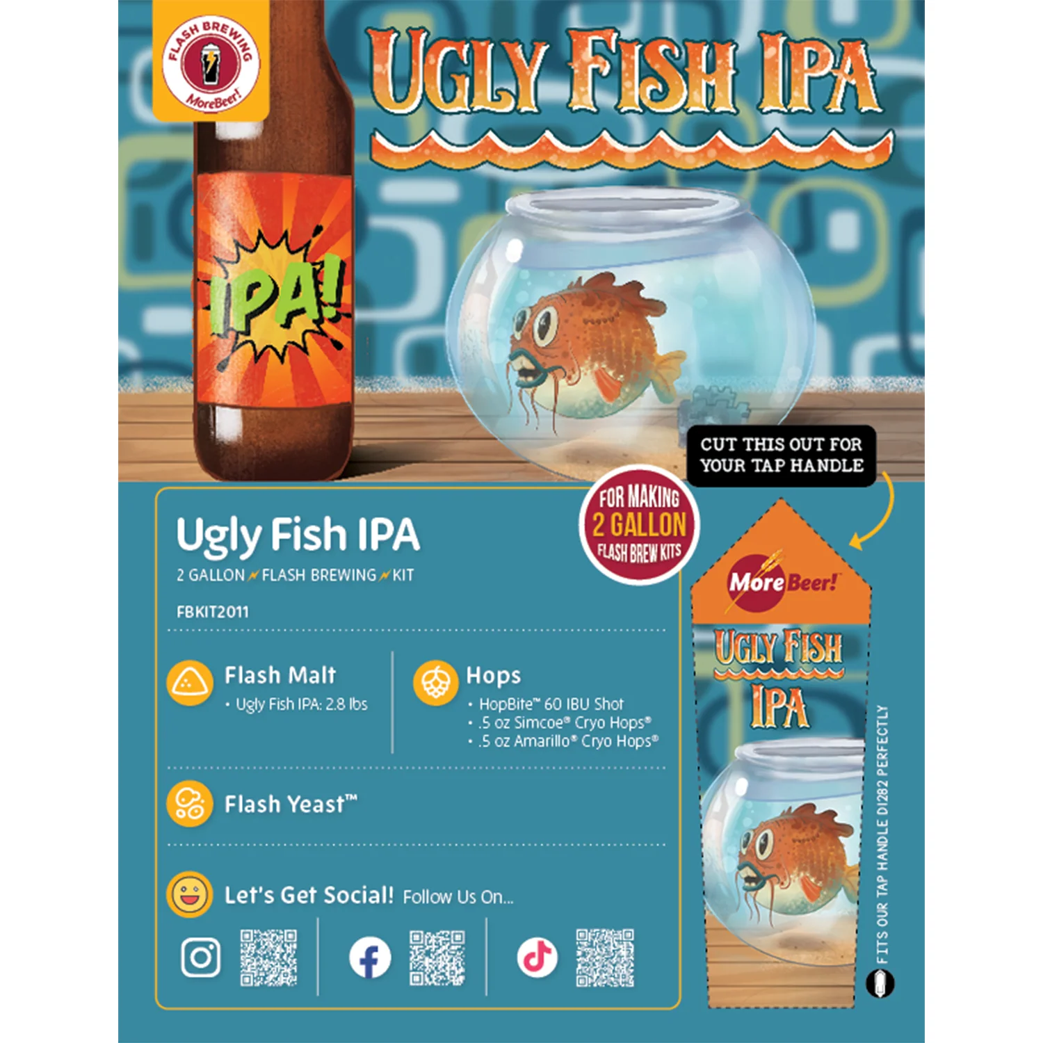 Flash Brewing® | Ugly Fish IPA | 2 Gallon Beer Recipe Kit | Just Mix & Ferment - Image 3