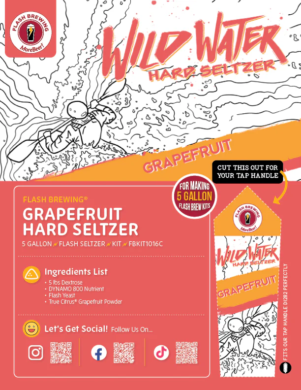 Flash Brewing® | Wild Water Grapefruit Hard Seltzer | 5 Gallon Recipe Kit | Just Mix & Ferment - Image 3