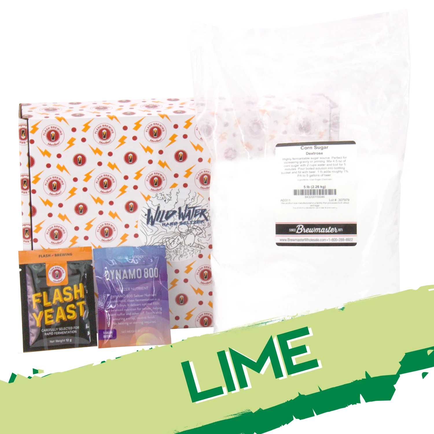 Flash Brewing® | Wild Water Lime Hard Seltzer | 5 Gallon Recipe Kit | Just Mix & Ferment - Image 2
