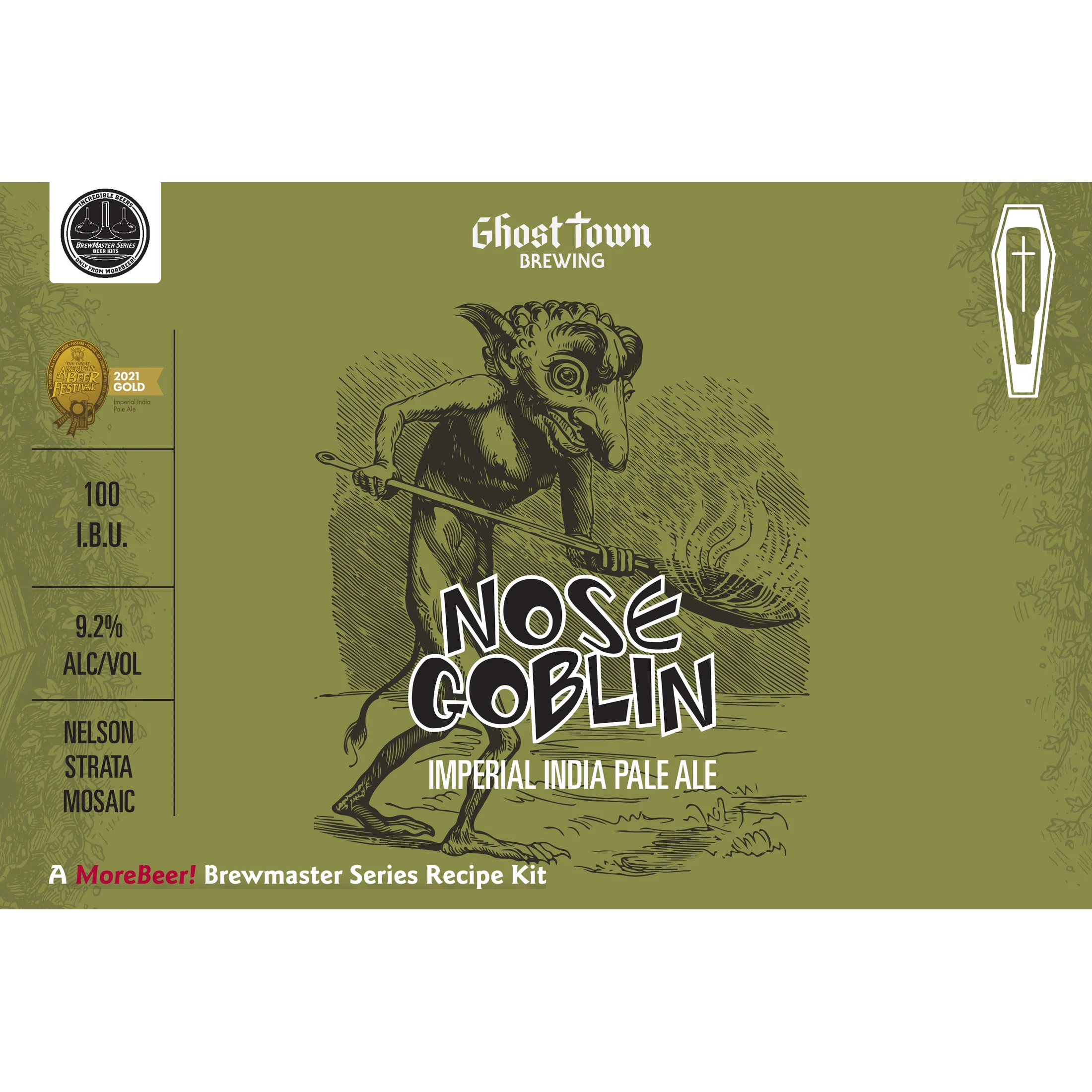 Ghost Town Brewing Nose Goblin Imperial IPA | 5 Gallon Beer Recipe Kit | 2021 GABF Gold Medalist | All-Grain
