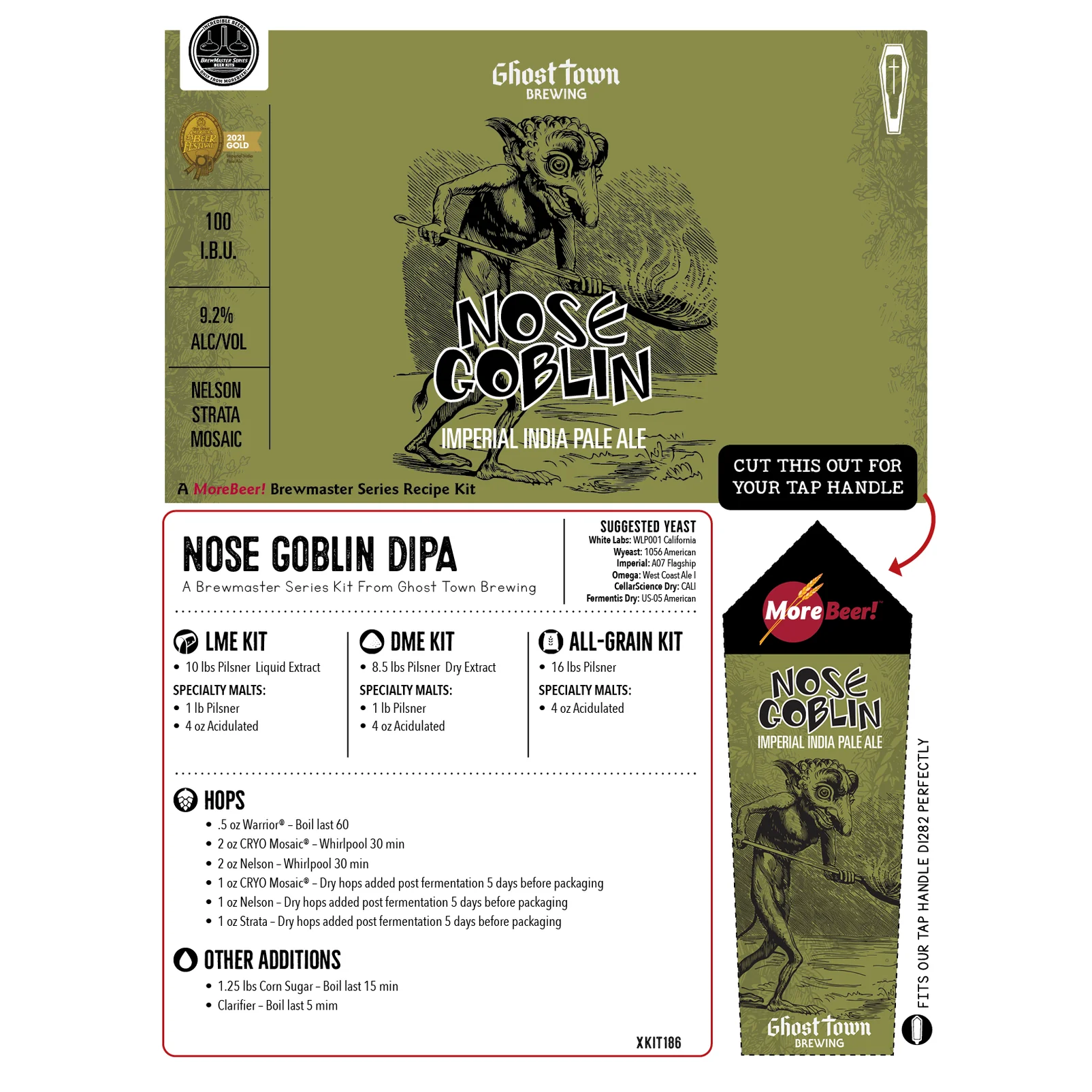 Ghost Town Brewing Nose Goblin Imperial IPA | 5 Gallon Beer Recipe Kit | 2021 GABF Gold Medalist | All-Grain - Image 3