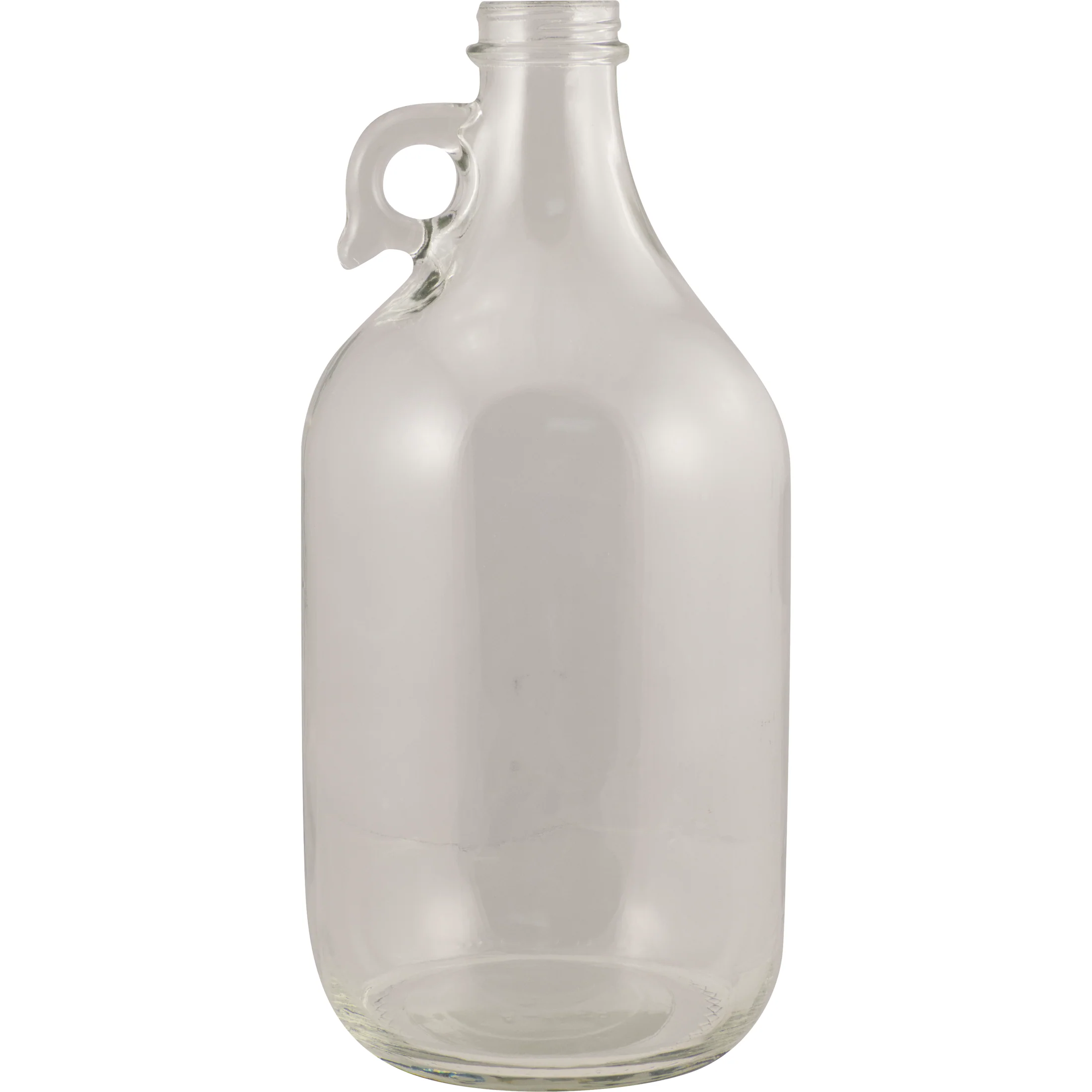 Glass Jug w/ Screw Top Finish | Finger Grip Handle | Clear | 1/2 Gallon | 64 oz