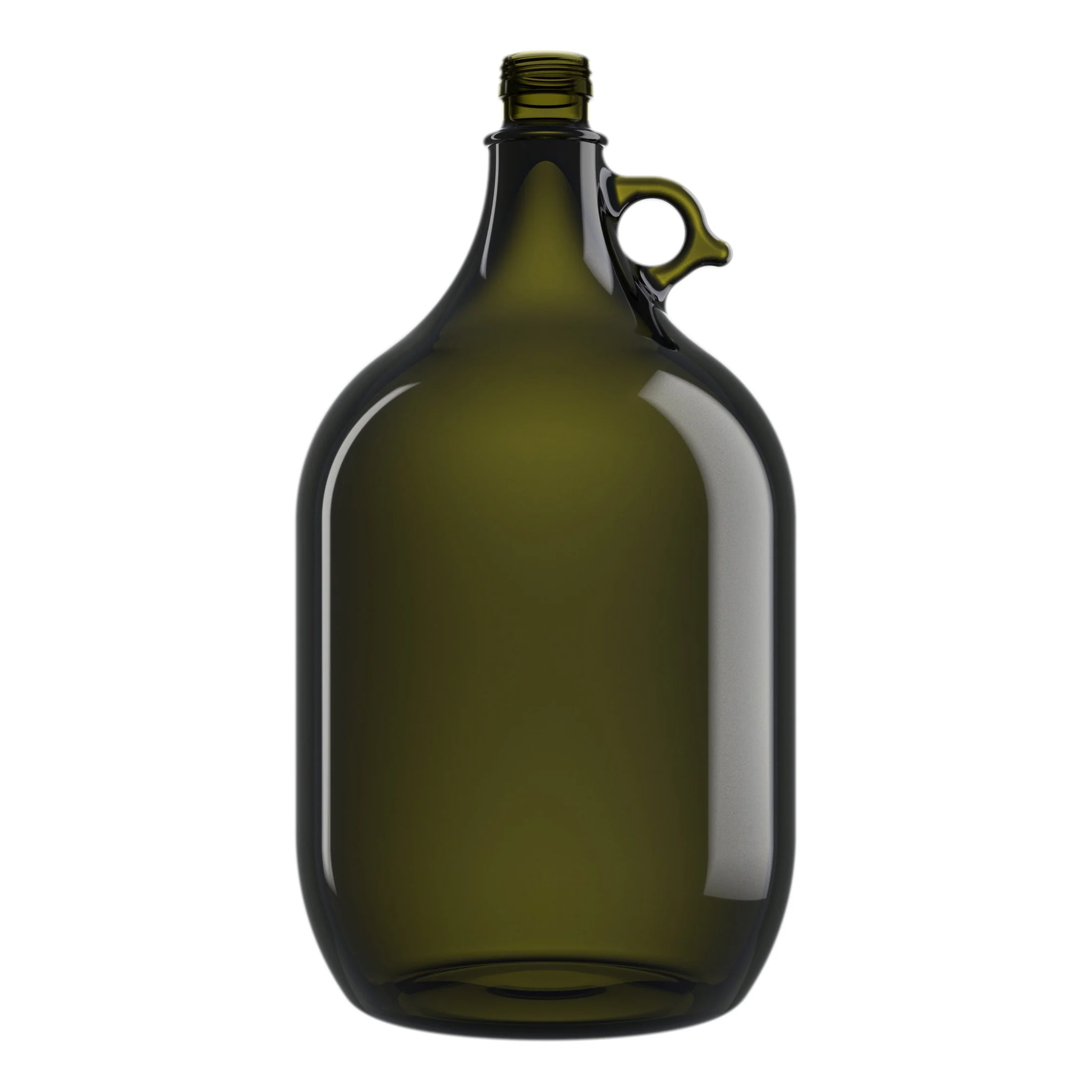 Glass Jug w/ Screw Top Finish | Finger Grip Handle | Dark Green | 5L | 1.32 Gallon