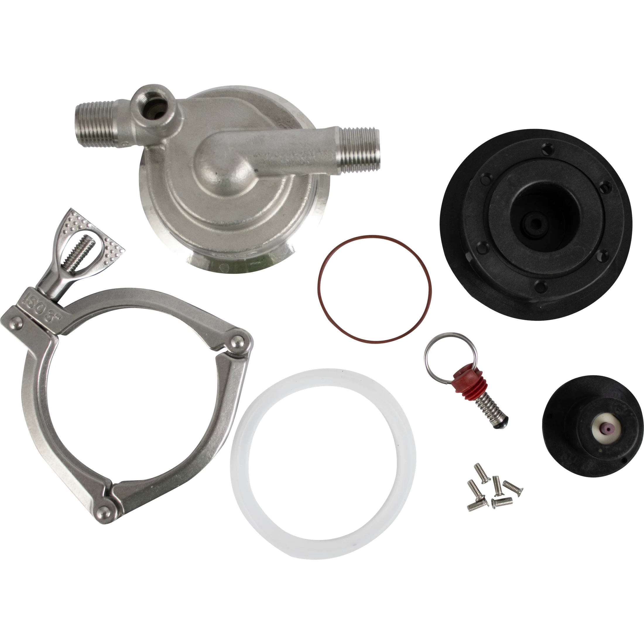 KegLand T.C. Breakdown Brewing Pump Head | MKII Pump Head Upgrade Kit | Stainless Steel | 3" Tri-Clamp x 1/2" Threaded Ports - Image 4
