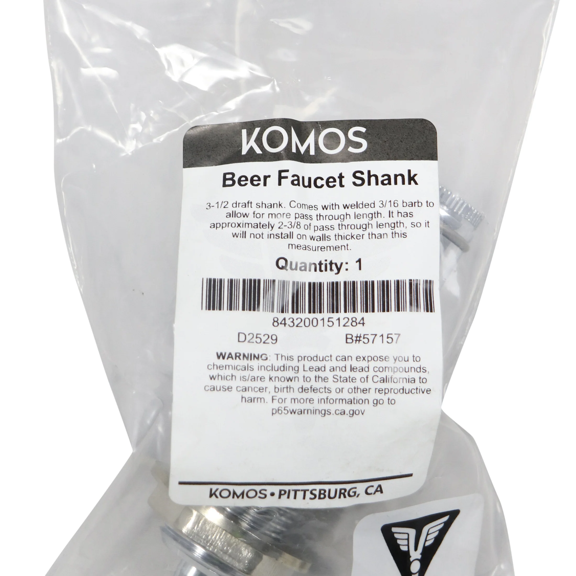 KOMOS® | Beer Faucet Shank | 3.5 in. | Welded Barb - Image 8