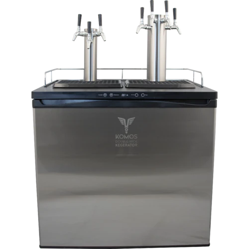 KOMOS® Double-Wide Kegerator | NukaTap® Stainless Steel Faucets | Fan Cooled Stainless Tower | Digital Thermostat | Casters | Regulator | Fits 2 Half Barrel Kegs or 8 Corny Kegs - Image 2