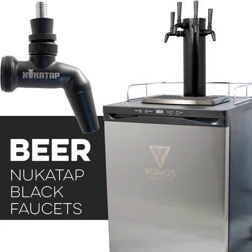KOMOS® Kegerator | NukaTap® Stainless Steel Faucets | Fan Cooled Stainless Tower | Digital Thermostat | Casters | Regulator | Fits 1 Half Barrel Keg or 4 Corny Kegs - Image 20