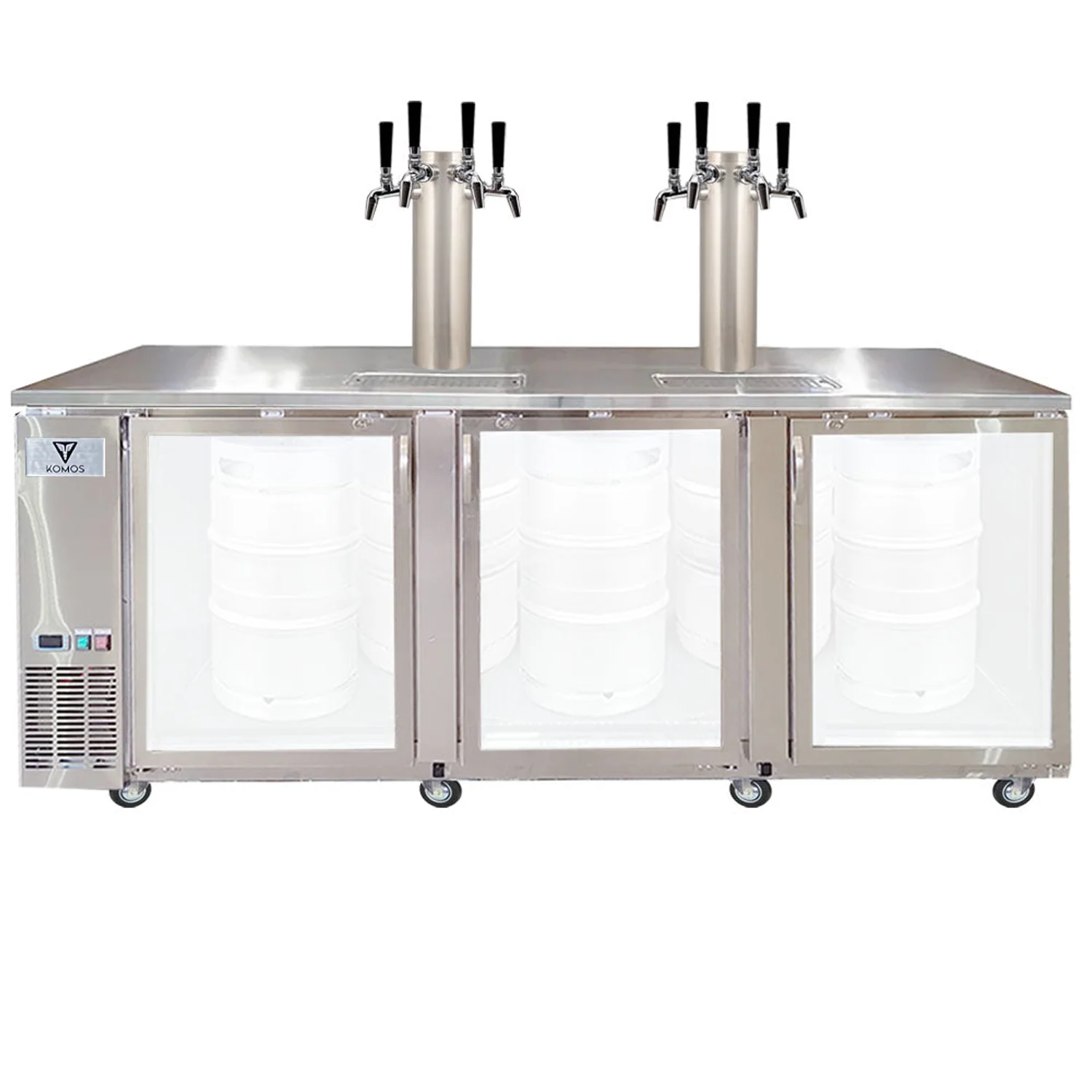 KOMOS® Olympus III Deluxe Kegerator | Stainless Steel Exterior | Fan Cooled Stainless Towers | Fits 5 Half Barrel Kegs or 20 Corny Kegs
