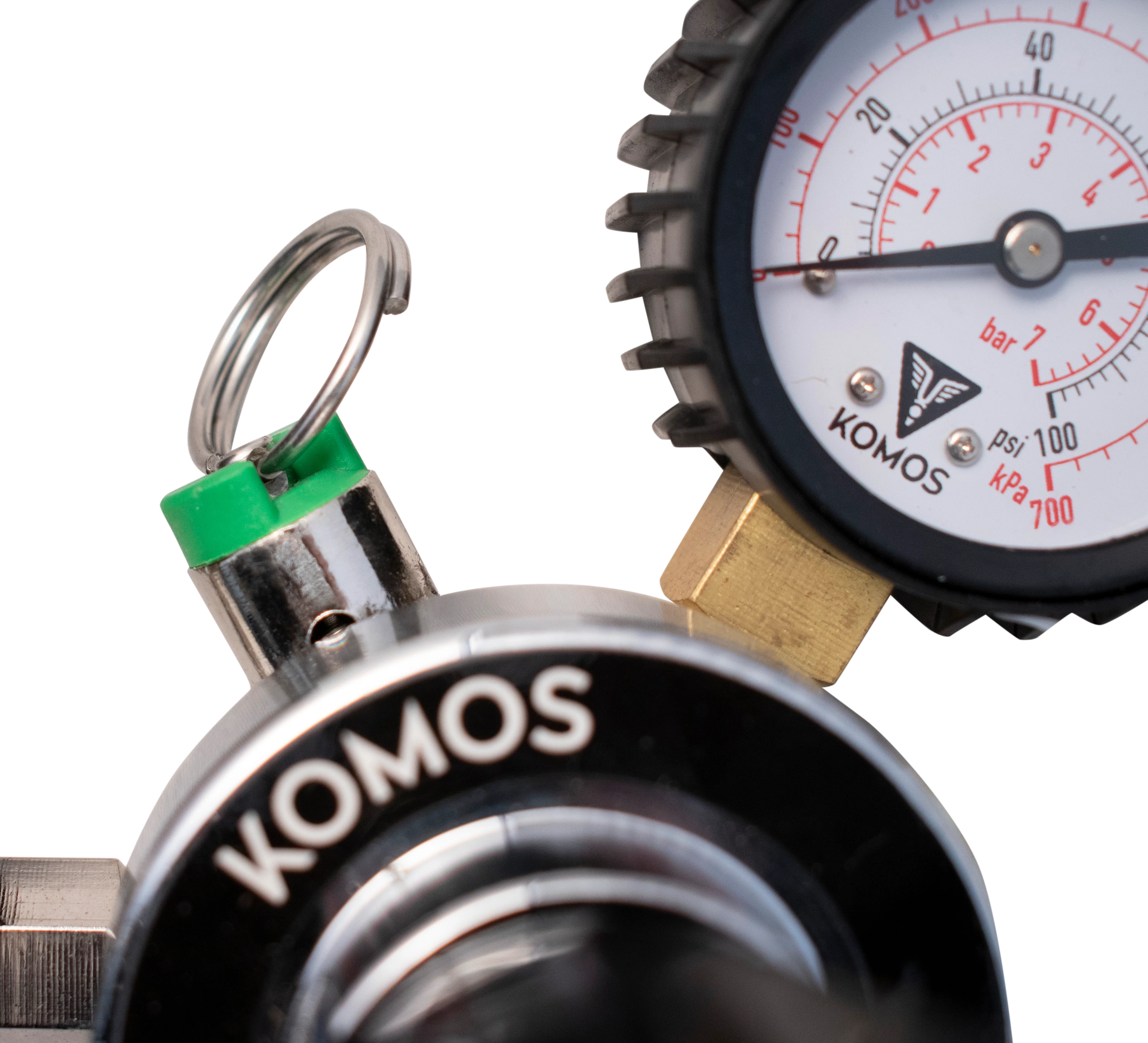 KOMOS® Premium Dual Body CO2 Regulator | Industrial-Grade | 0–60 PSI Operating Range | 1/4" Flare Fittings with Barbed Outlet & Duotight Adapter Fittings - Image 6