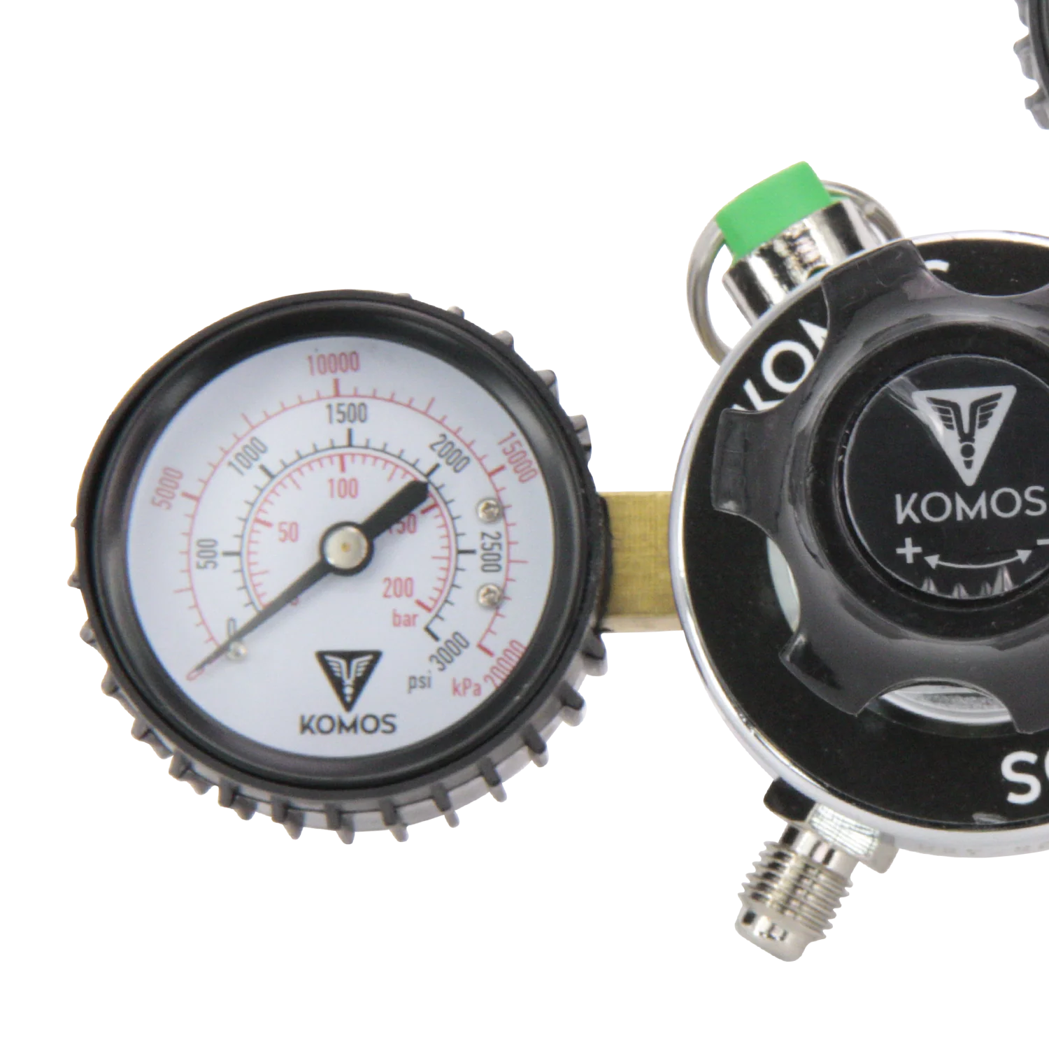 KOMOS® Premium Dual Gauge CO2 Regulator | Tool-Free One-Handed Tank Connection | 0–60 PSI - Image 4