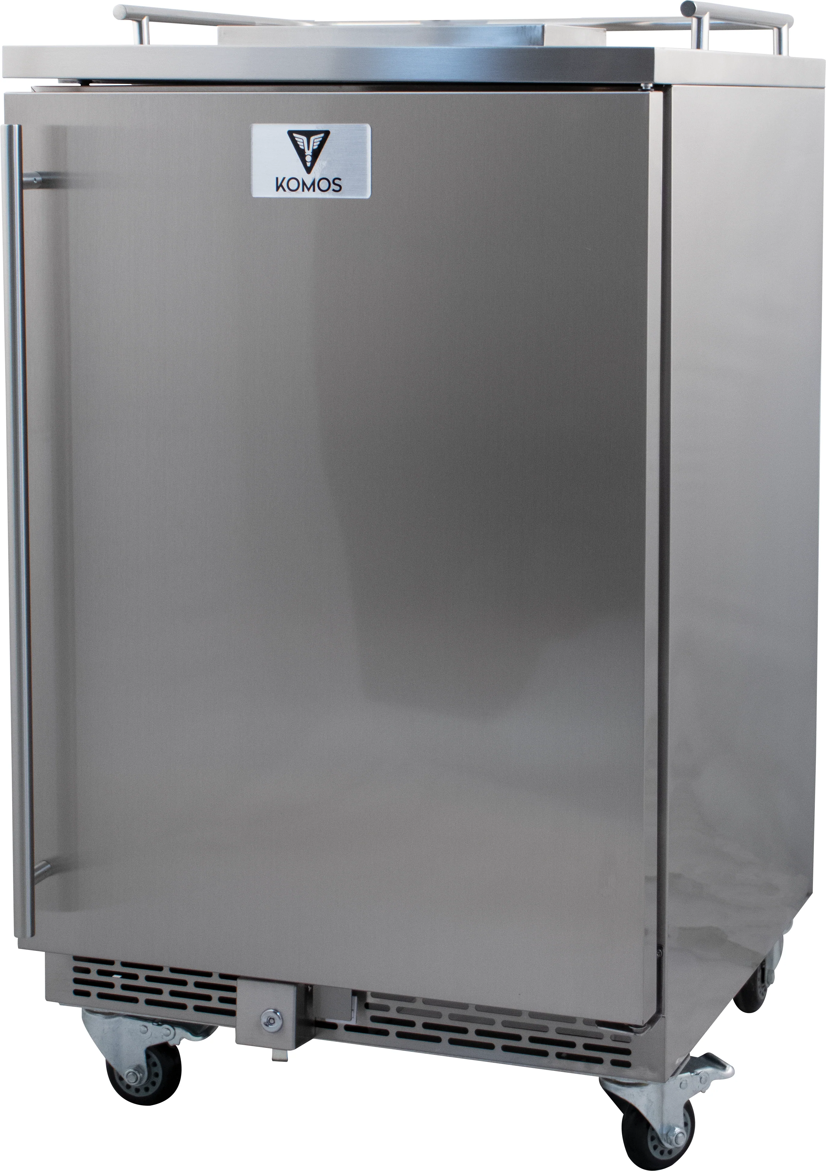 KOMOS® Pro Stainless Steel Outdoor Kegerator | Digital Thermostat | Undercounter Built-In | Heavy Duty Casters | Fits 1 Half Barrel Keg or 3 Corny Kegs | No Tower