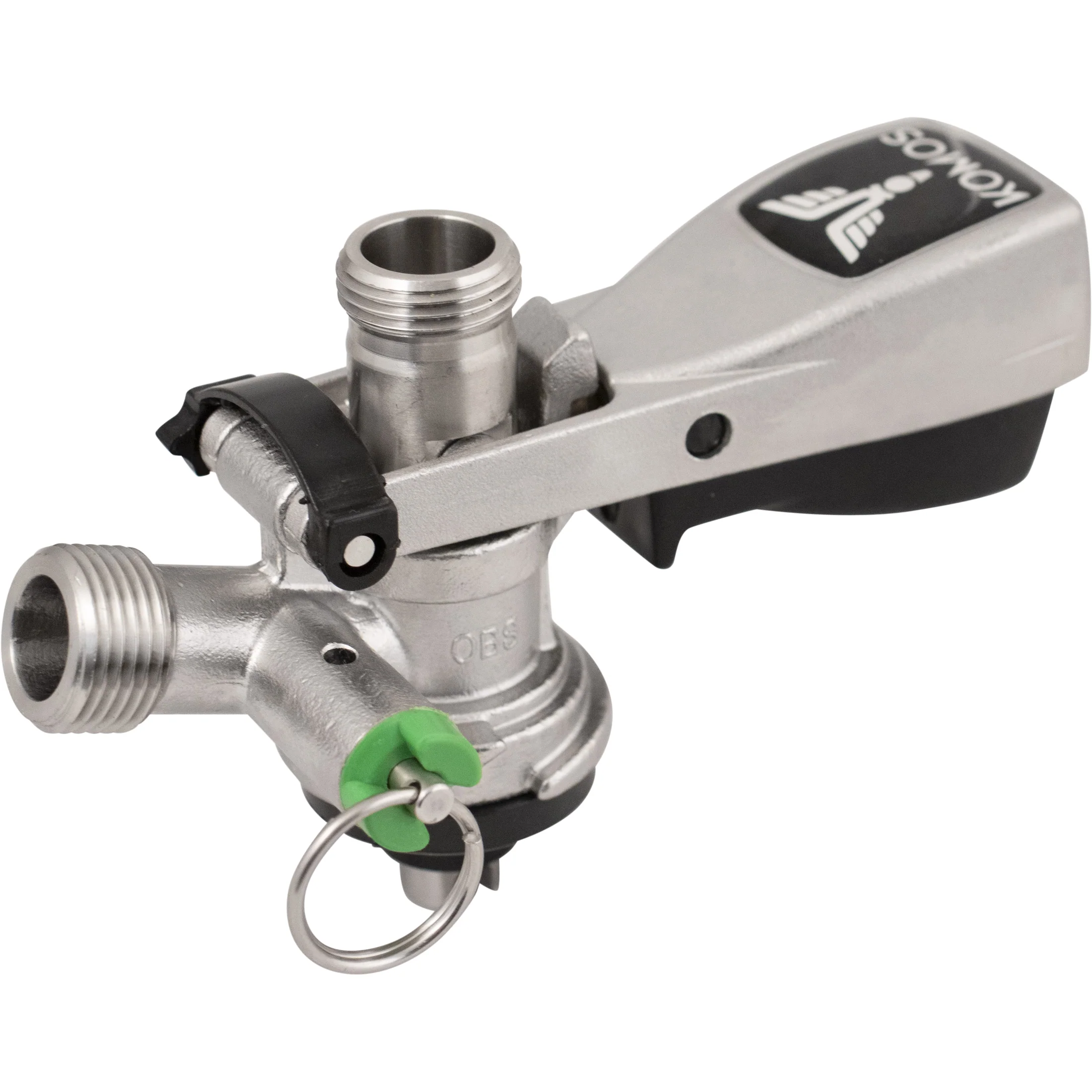 KOMOS® Stainless Steel S-Style Keg Coupler (With PRV) 1/4 in. Barb Connectors Included - Image 2