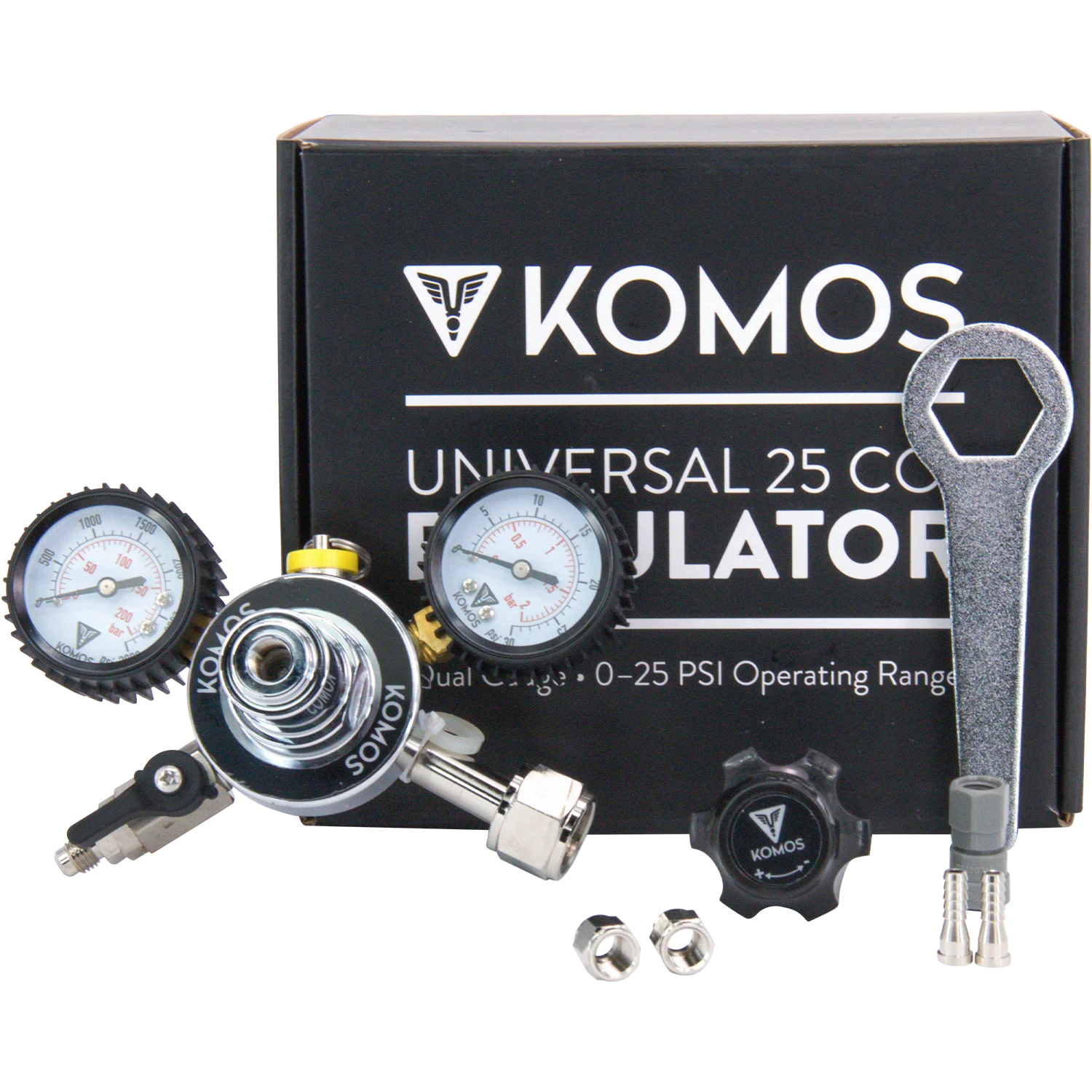 KOMOS® Universal 25 | Dual Gauge CO2 Regulator | 0–25 PSI - Image 8