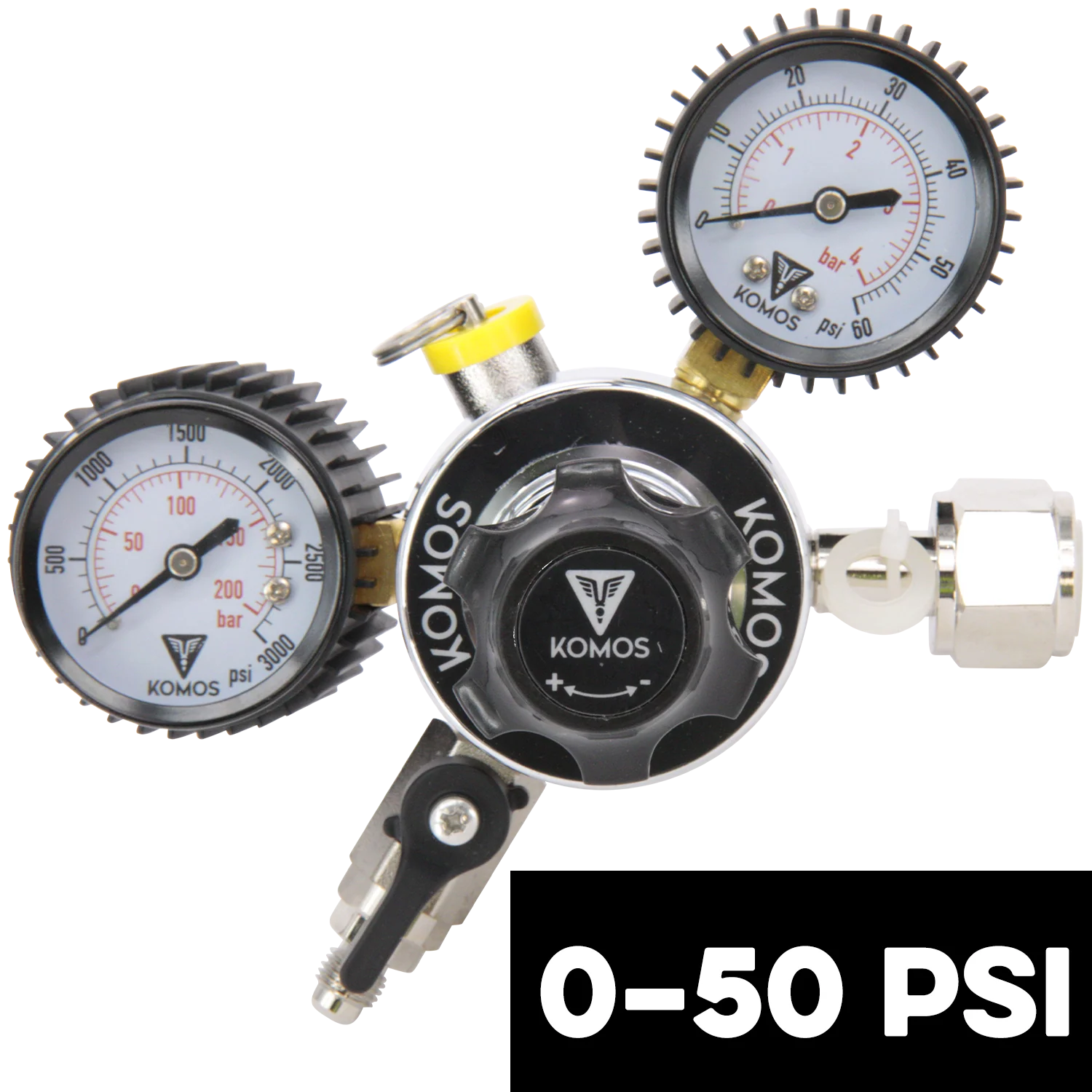 KOMOS® Universal 50 | Dual Gauge CO2 Regulator | 0–50 PSI