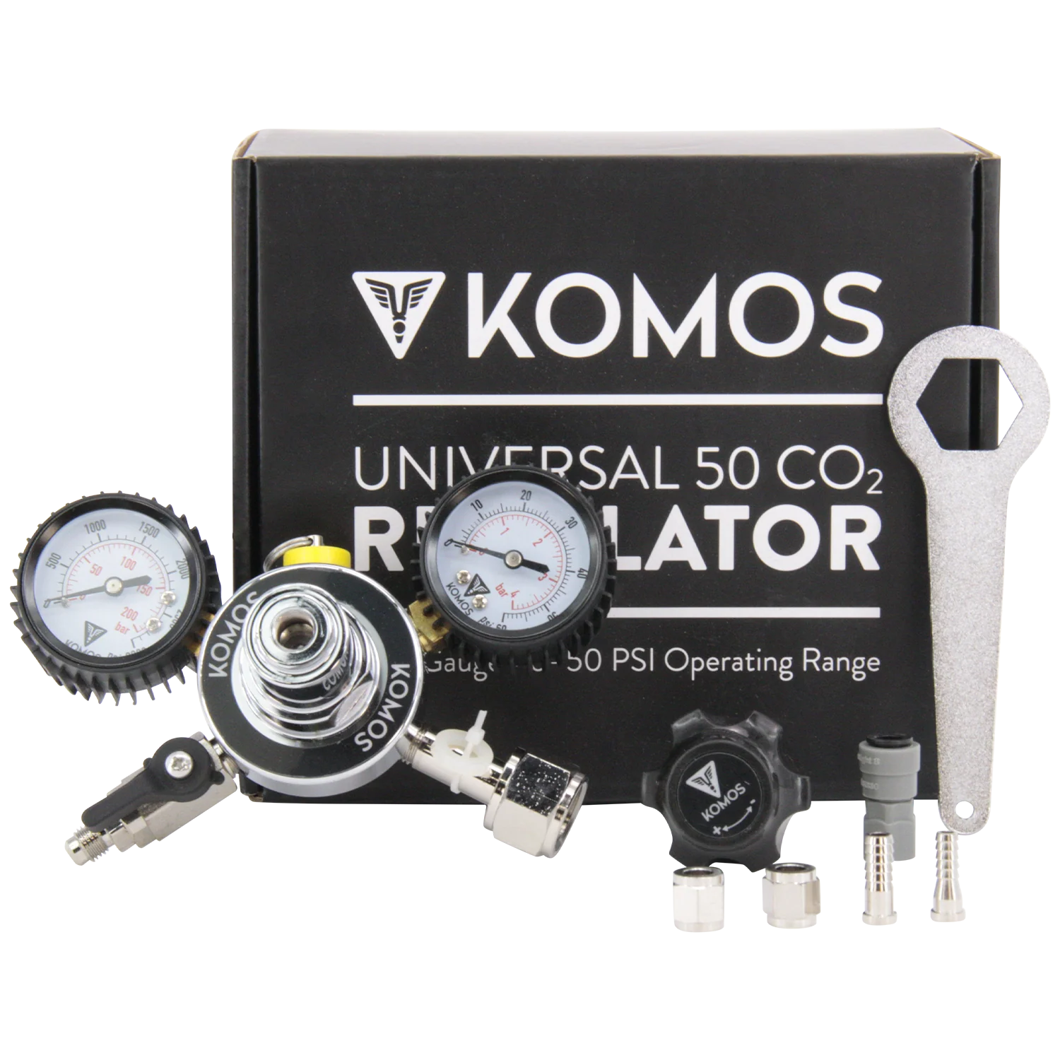 KOMOS® Universal 50 | Dual Gauge CO2 Regulator | 0–50 PSI - Image 10