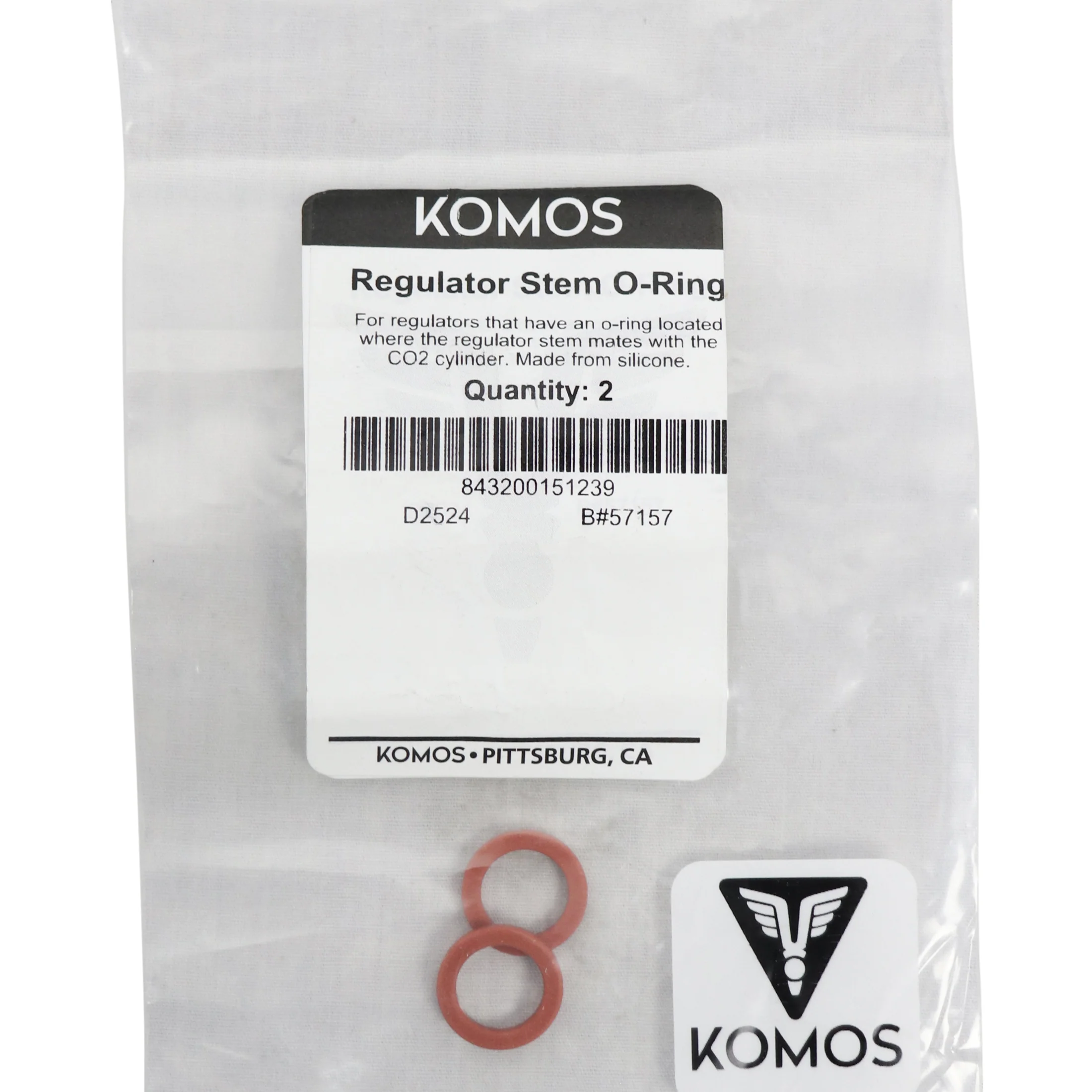 KOMOS® | CO2 Regulator Gasket | Silicone Stem O-Ring | 2-Pack - Image 2