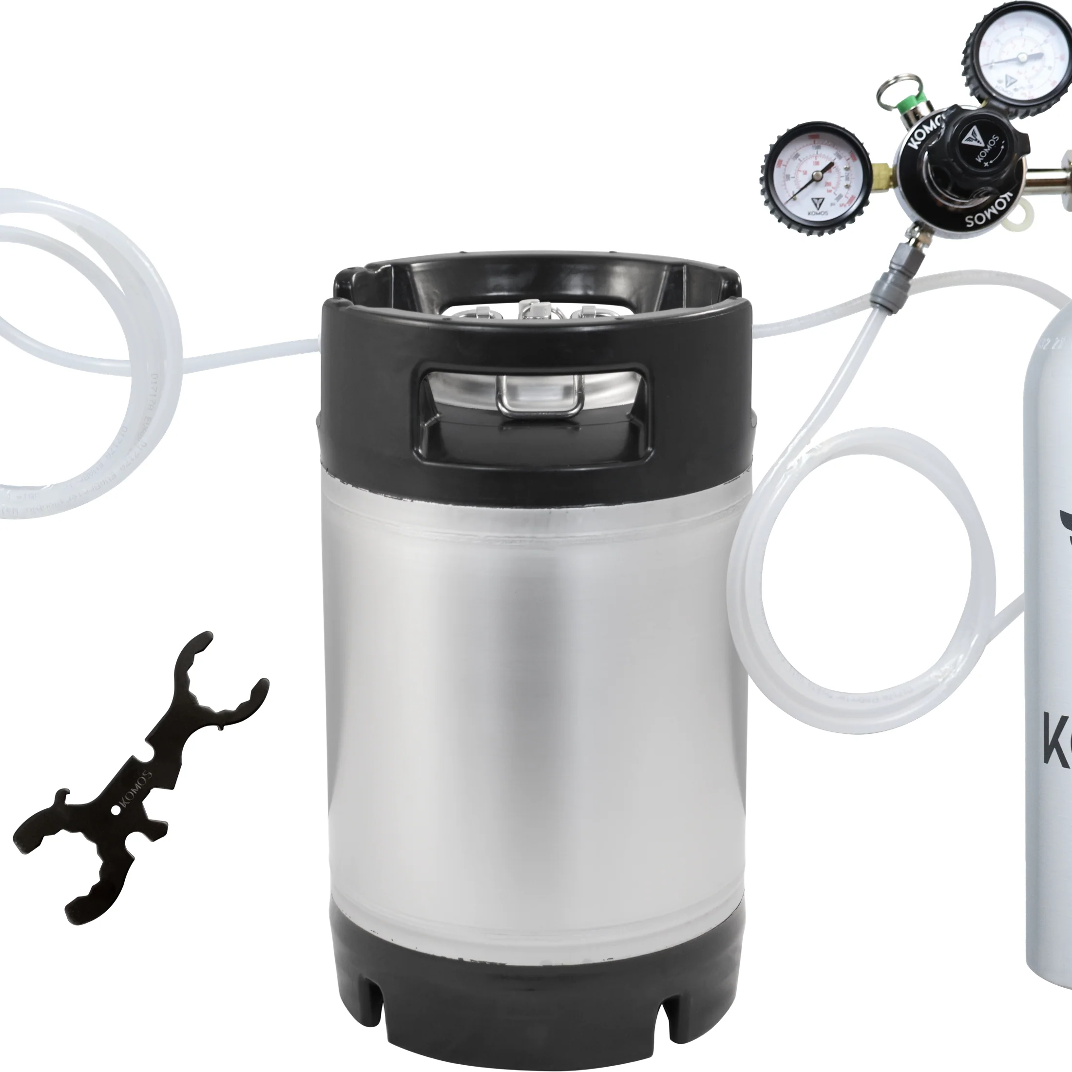 KOMOS® Homebrew Kegging Kit | Ball Lock Keg | Corny Keg | Premium Dual Gauge Regulator | Easy Push Connect Fittings - Image 2