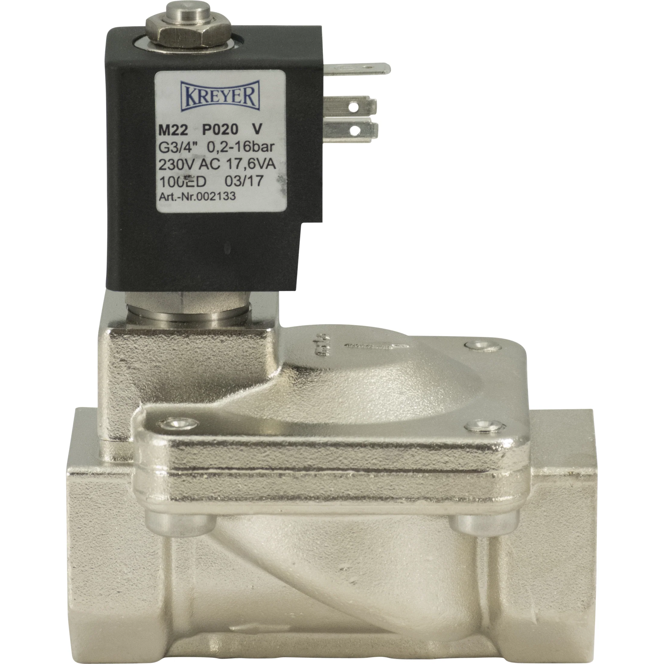 Kreyer Fan Solenoid Valve | 230V | 3/4" FPT - Image 2