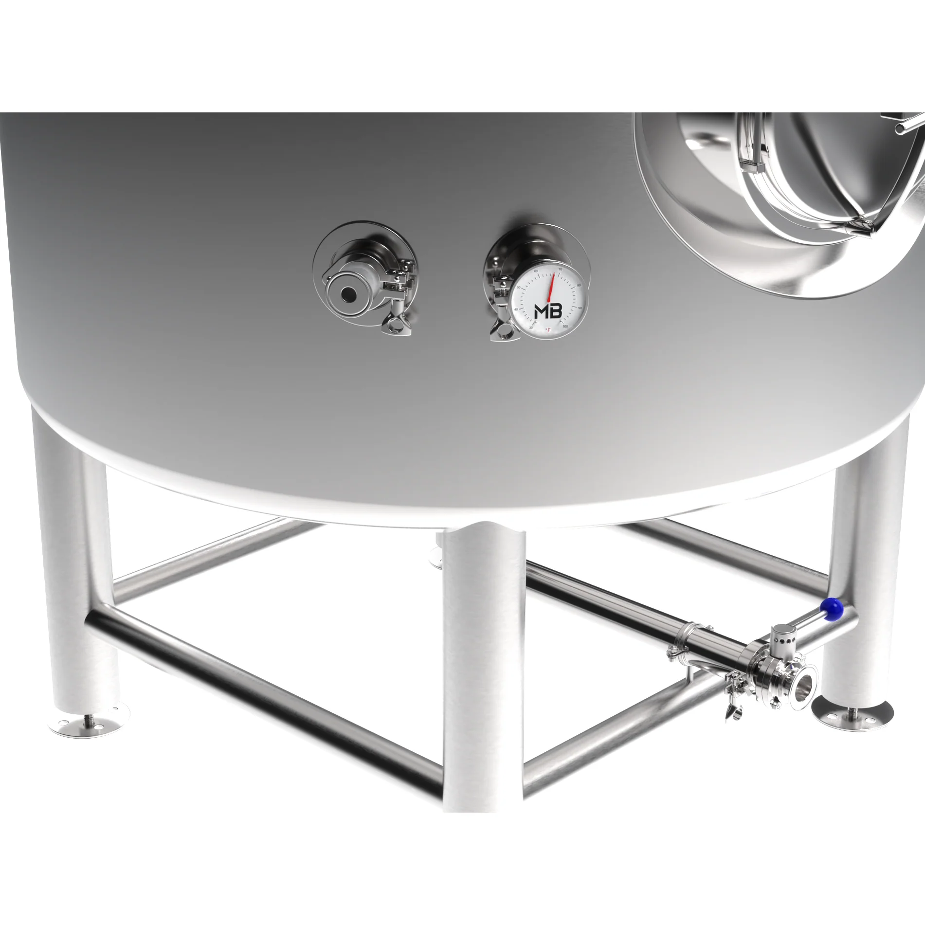 MB® 15 bbl Brite Tank | T.C. Sanitary Ports | All Fittings Included | Carbonation Stone | Passivated Ready to Use | American Engineered | Ships from USA - Image 4