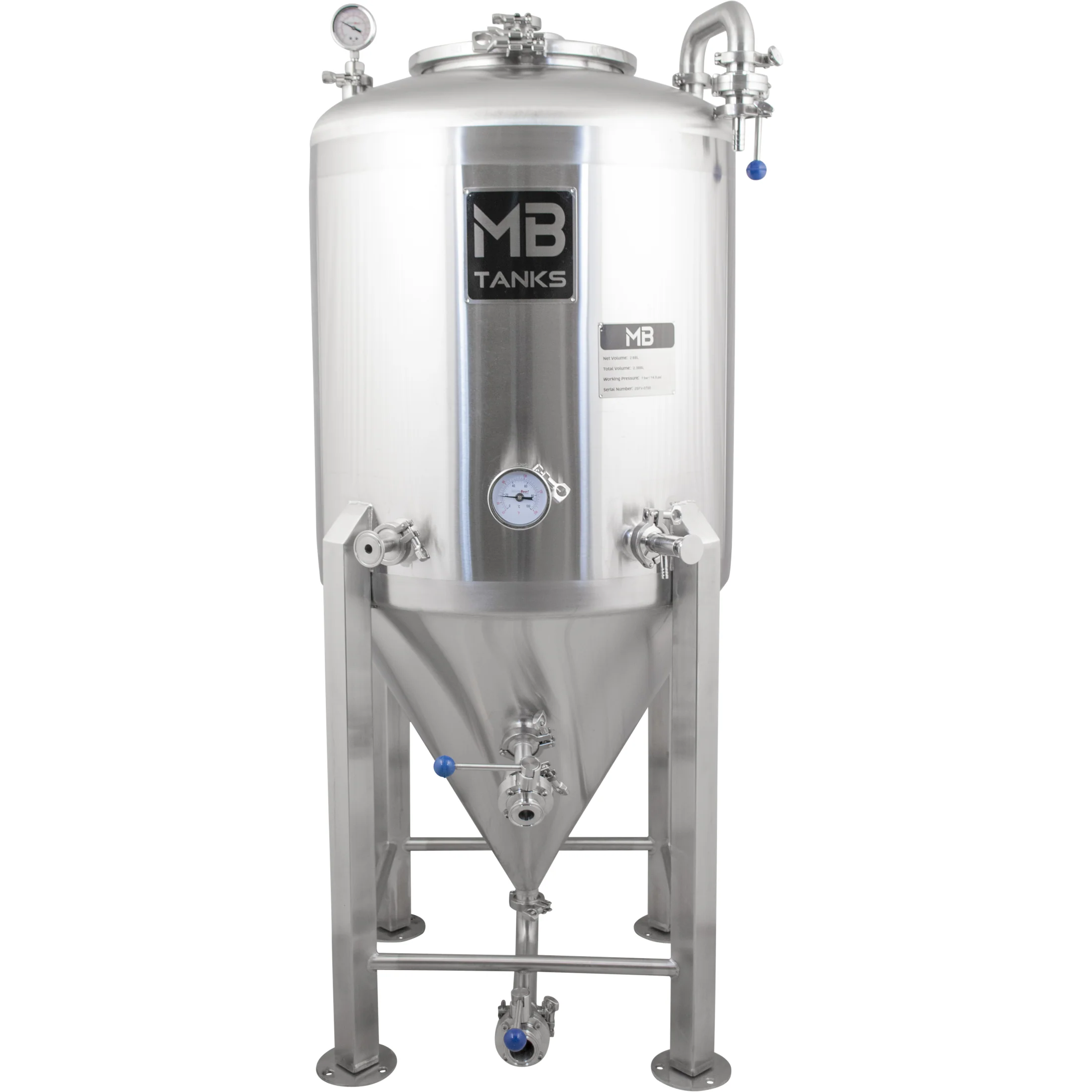 MB® 2 bbl Conical Unitank Fermenter | Single Shell | T.C. Sanitary Ports | All Fittings Included | Carbonation Stone | Passivated Ready to Use | American Engineered | Ships from USA