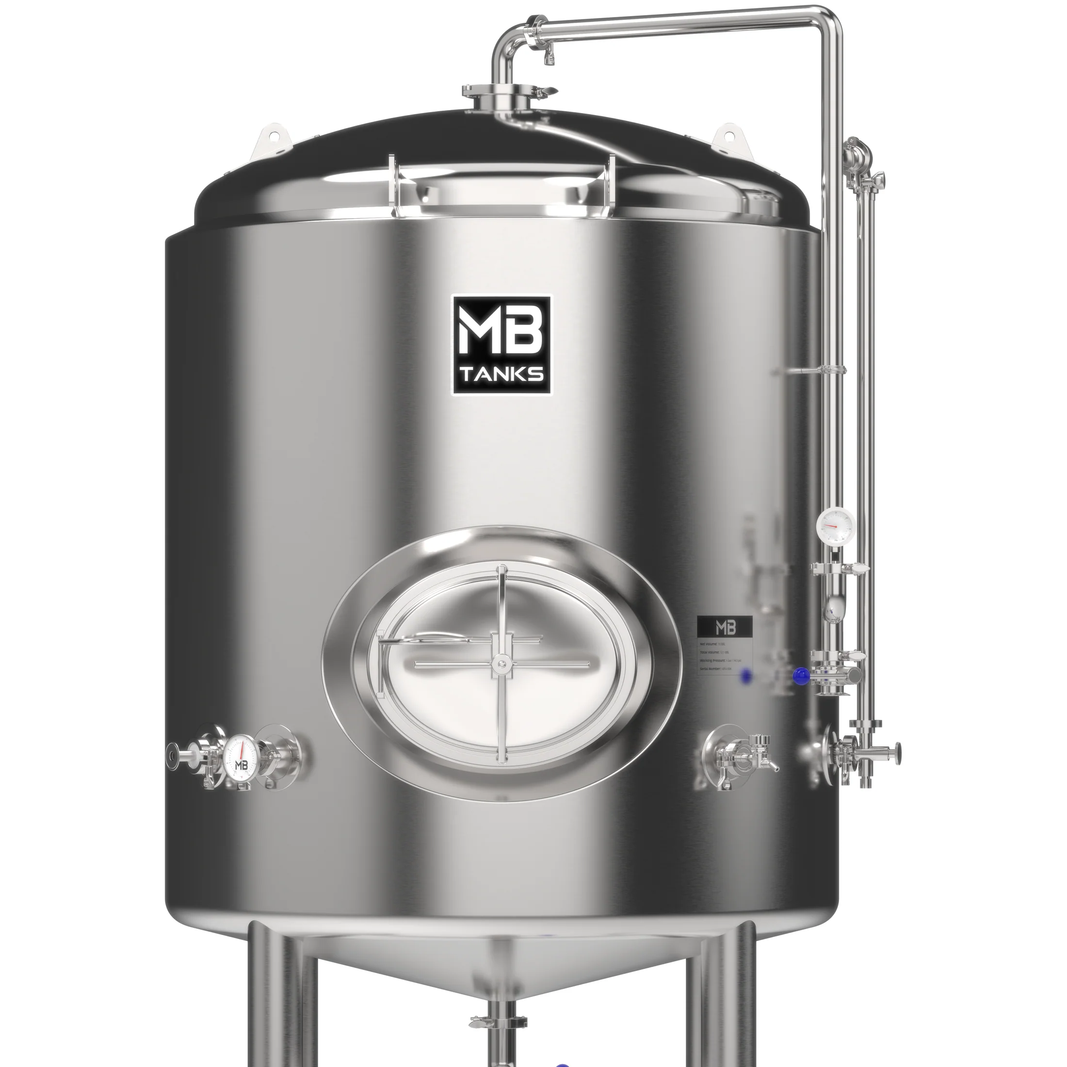 MB® 30 bbl Brite Tank | T.C. Sanitary Ports | All Fittings Included | Carbonation Stone | Passivated Ready to Use | American Engineered | Ships from USA