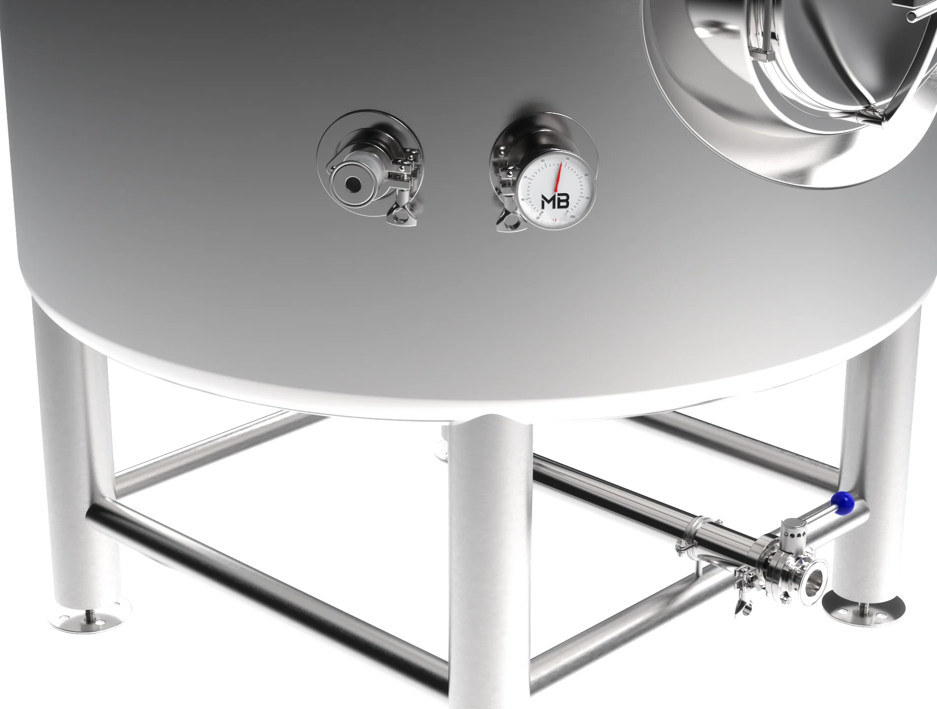 MB® 3.5 bbl Brite Tank | T.C. Sanitary Ports | All Fittings Included | Carbonation Stone | Passivated Ready to Use | American Engineered | Ships from USA - Image 3