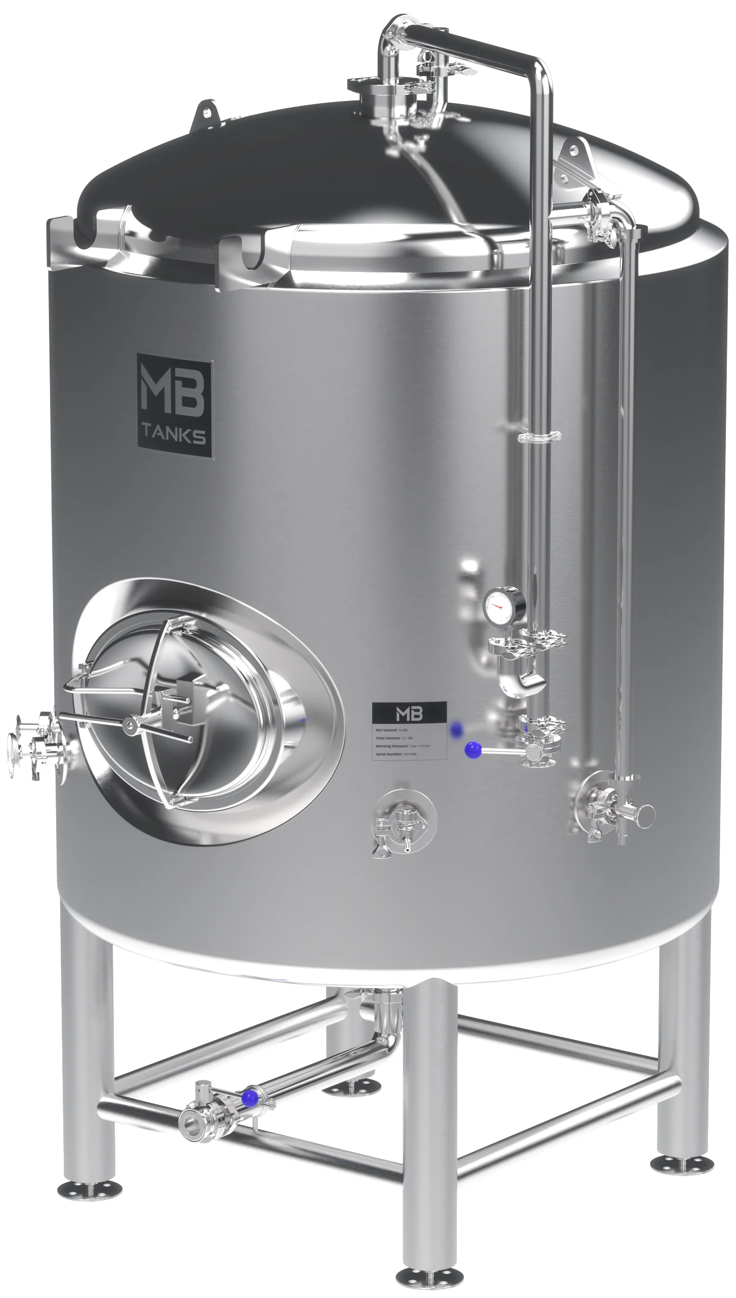 MB® 3.5 bbl Brite Tank | T.C. Sanitary Ports | All Fittings Included | Carbonation Stone | Passivated Ready to Use | American Engineered | Ships from USA - Image 6