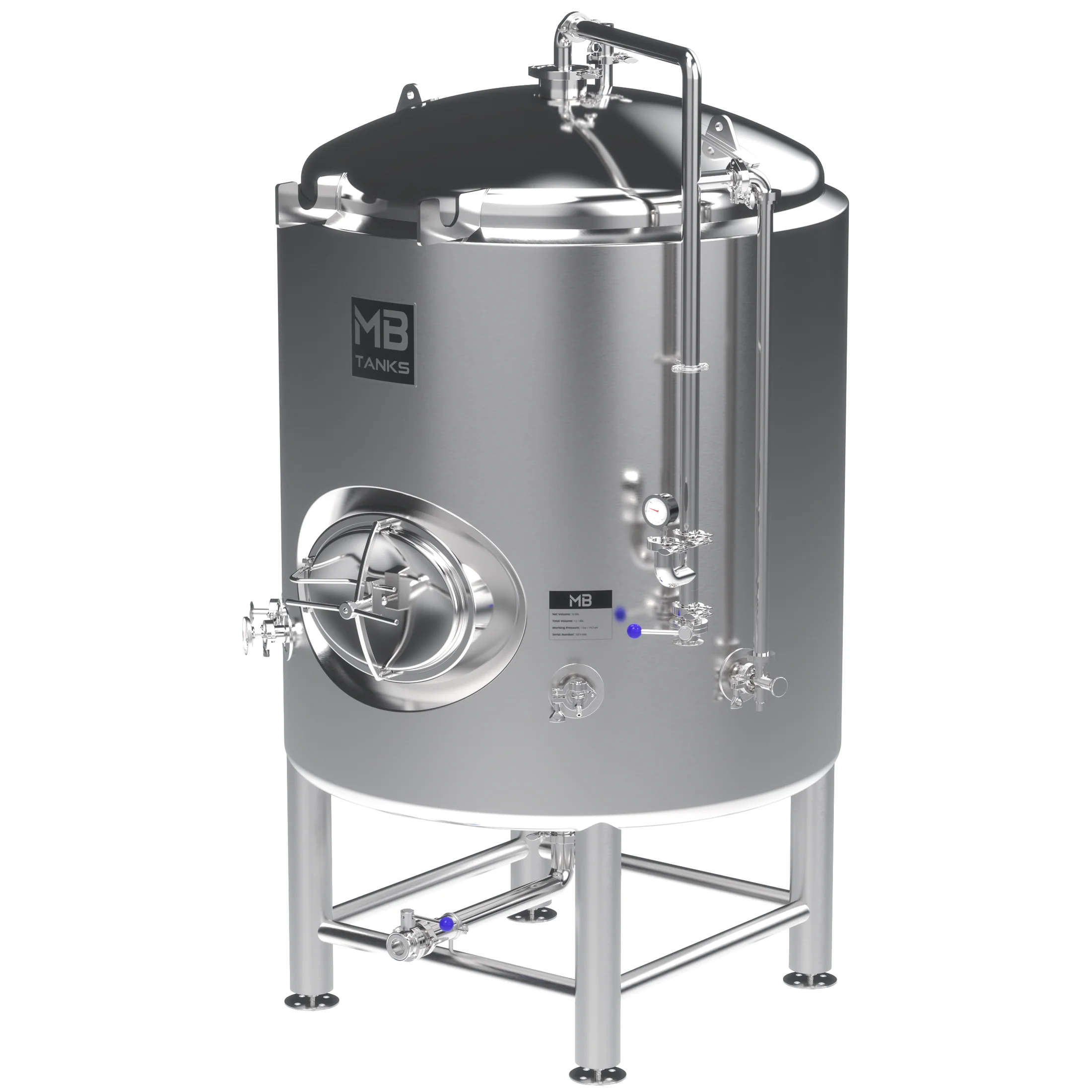 MB® 40 bbl Brite Tank | T.C. Sanitary Ports | All Fittings Included | Carbonation Stone | Passivated Ready to Use | American Engineered | Made to Order - Image 2