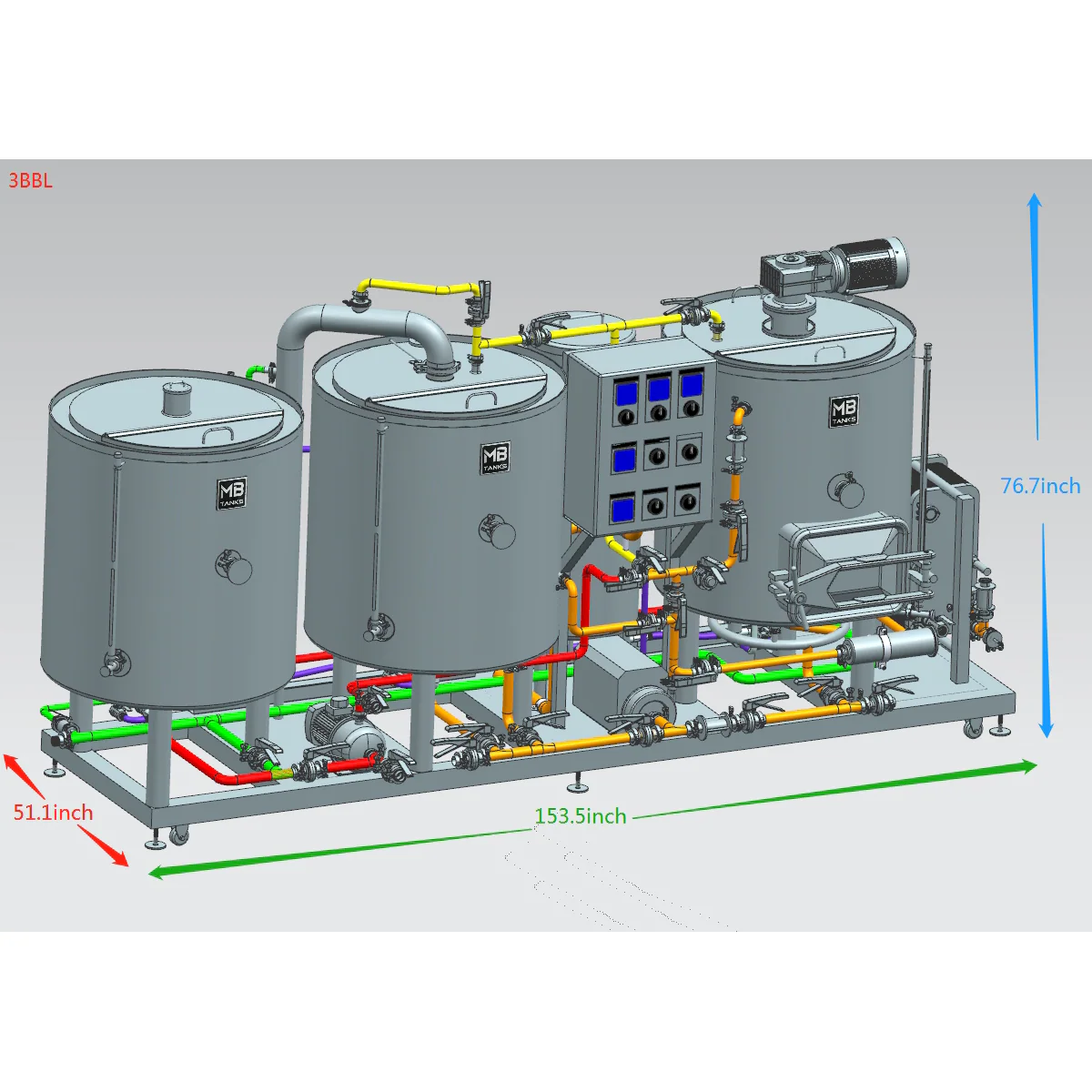 MB® Oil Heated Brewhouse | 3 Vessel | HLT | Mash Tun | Boil Kettle | Wort Pump | HLT Pump | Heat Exchanger | Control Panel | CIP | 1 to 10 bbl - Image 11