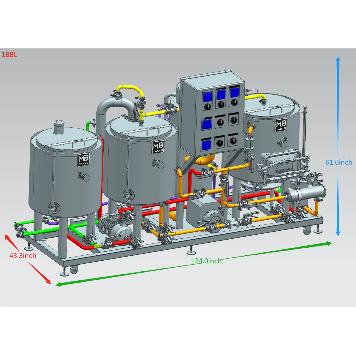 MB® Oil Heated Brewhouse | 3 Vessel | HLT | Mash Tun | Boil Kettle | Wort Pump | HLT Pump | Heat Exchanger | Control Panel | CIP | 1 to 10 bbl - Image 9