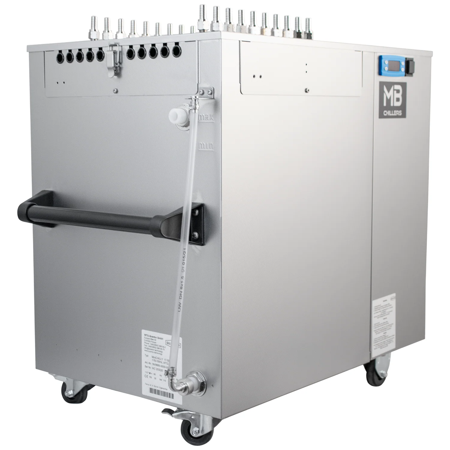 MB® MiniChilly | Multi-Tank Glycol Chiller | Bulkhead Sets for 10 Fermenters | Digital Temp Control | Rolling Casters | Stainless Steel Enclosure | 1.2 HP - Image 4