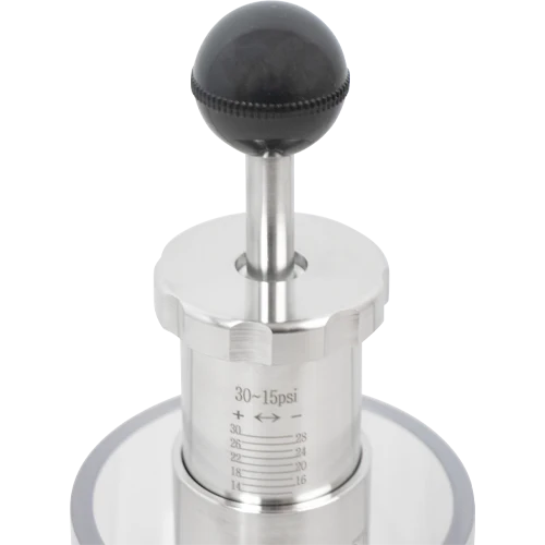 MB® Tri-Clamp Spunding Valve | 2 BAR | 15-30 PSI | 1.5" T.C. | Etched Pressure Scale | Hand Adjustable | Polycarbonate Liquid Cylinder | Stainless Steel - Image 4