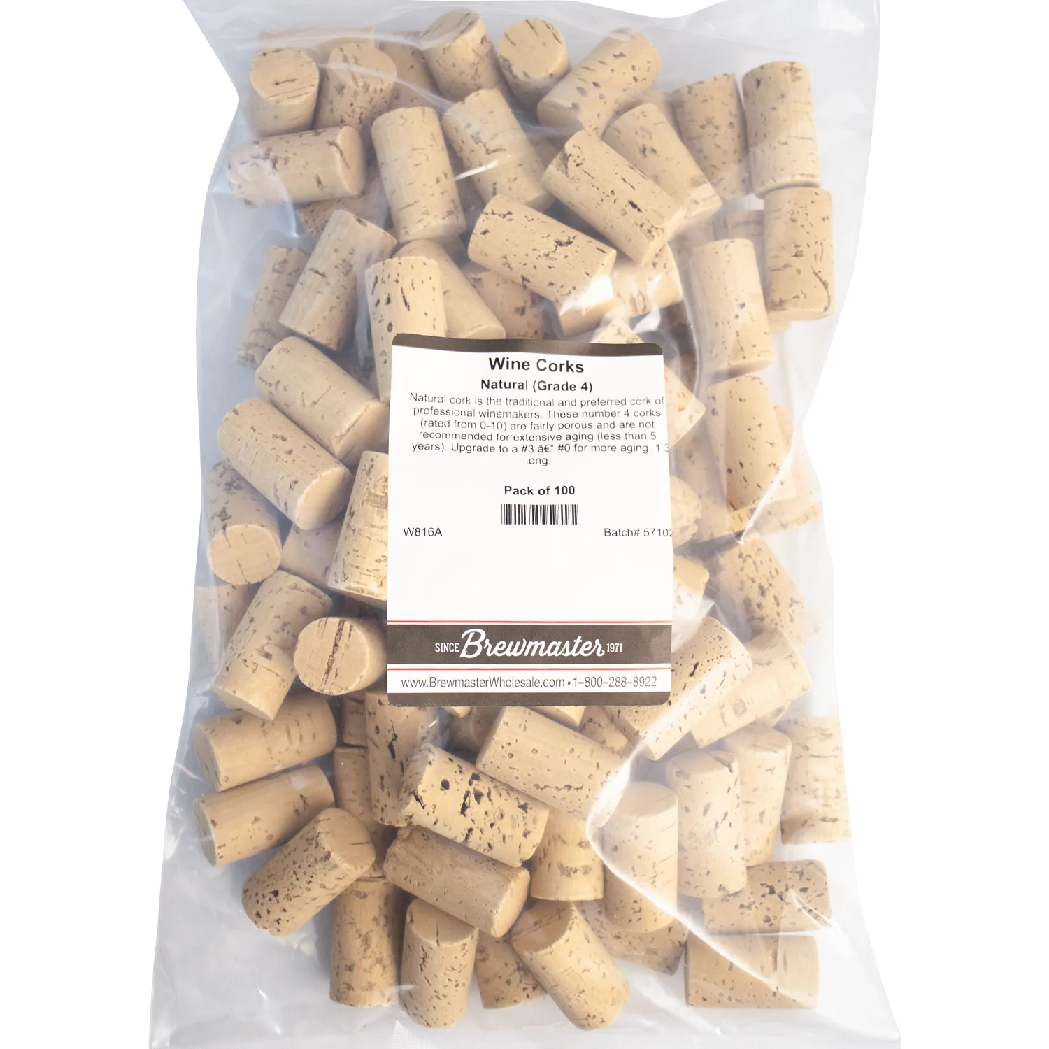 Natural Wine Corks | Grade 4 | Molinas MP 1N | #9 x 1.75" | 24mm x 44mm - Image 2