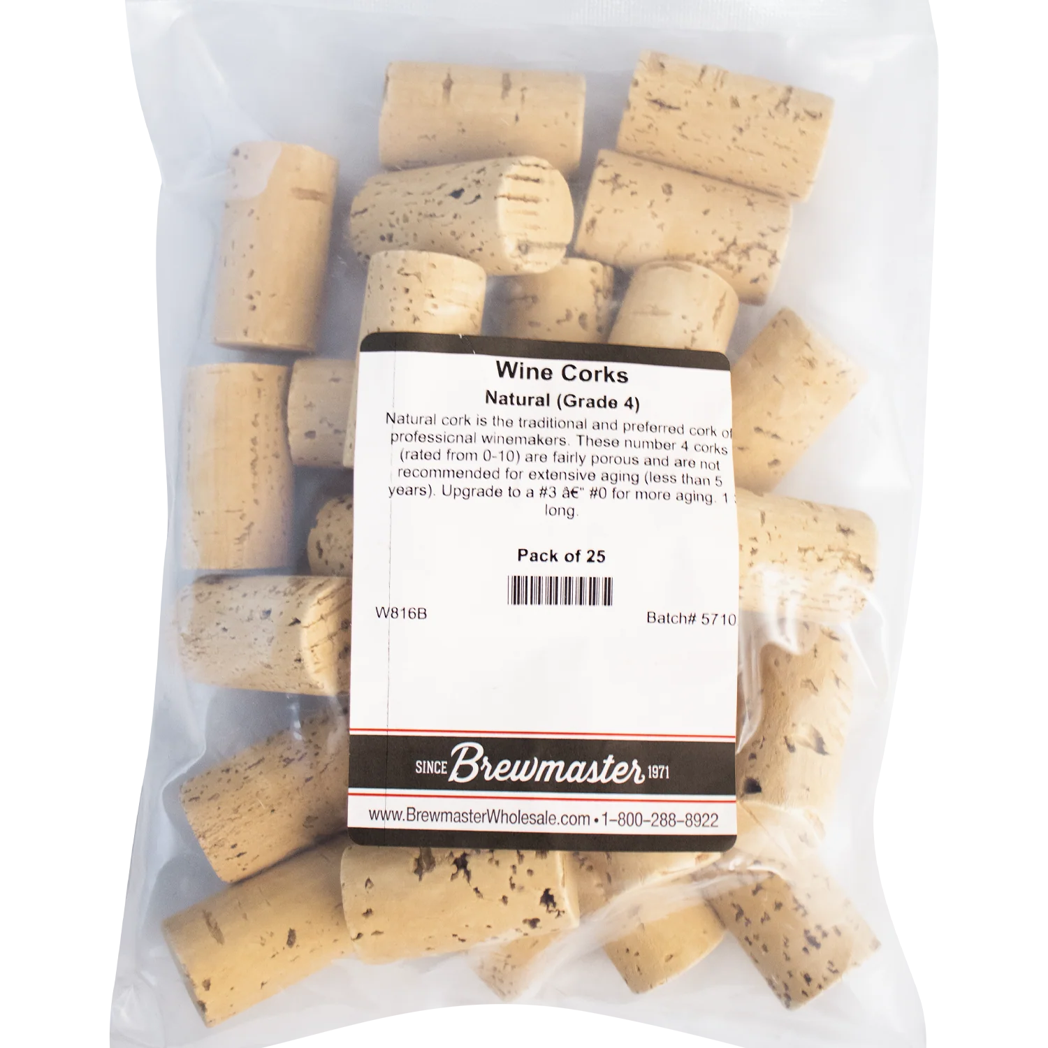 Natural Wine Corks | Grade 4 | Molinas MP 1N | #9 x 1.75" | 24mm x 44mm - Image 3