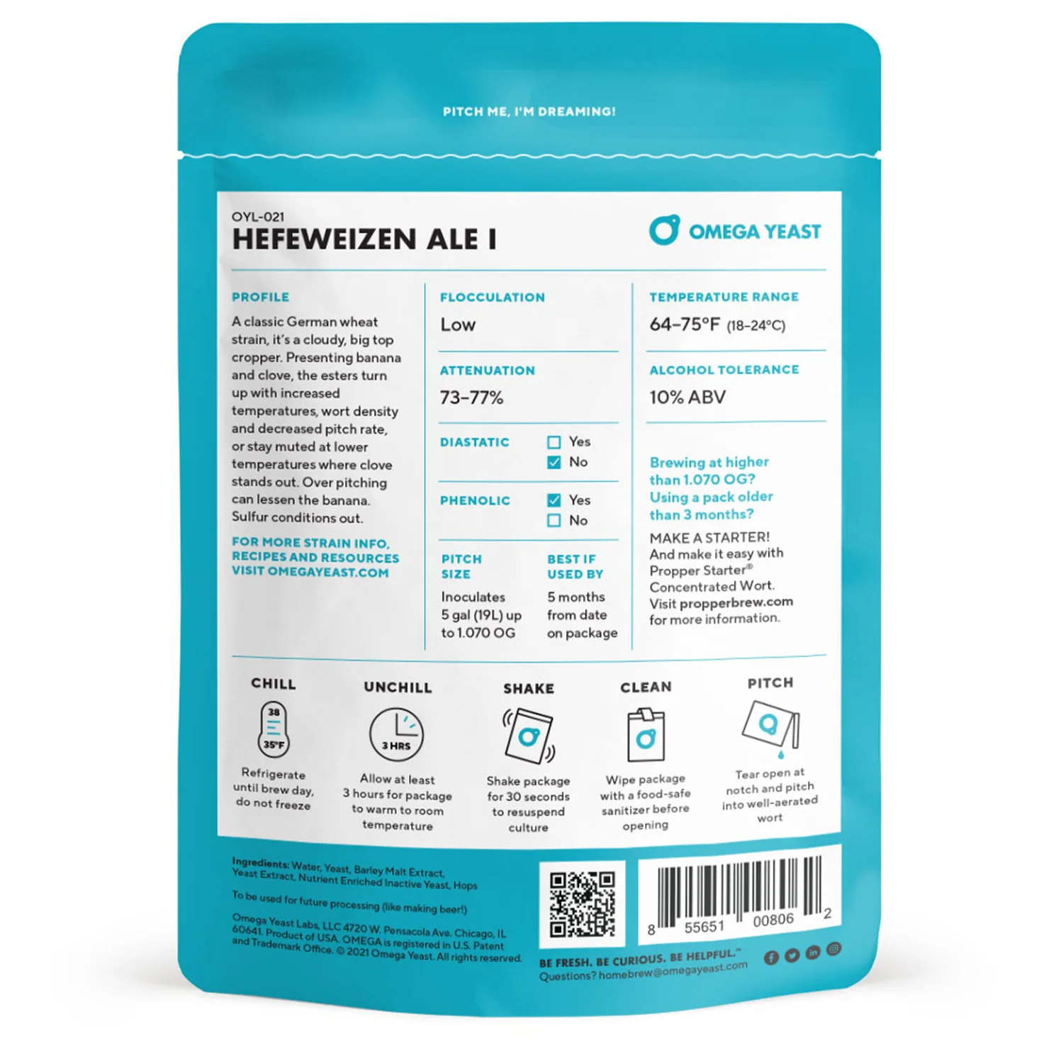 Omega Yeast | OYL-021 Hefeweizen Ale I | Beer Yeast | Double Pitch | 225 Billion Cells - Image 2