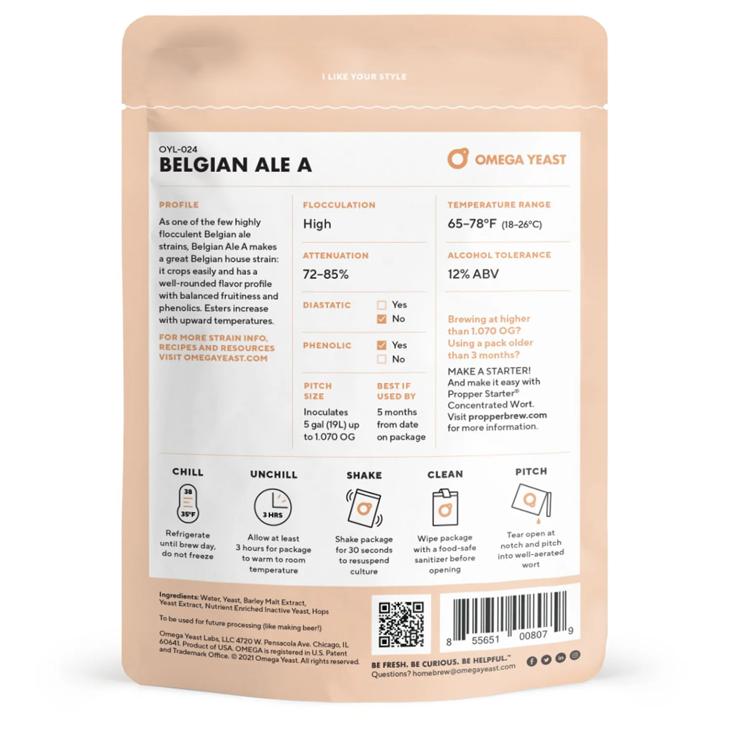 Omega Yeast | OYL-024 Belgian Ale A | Beer Yeast | Double Pitch | 225 Billion Cells - Image 2