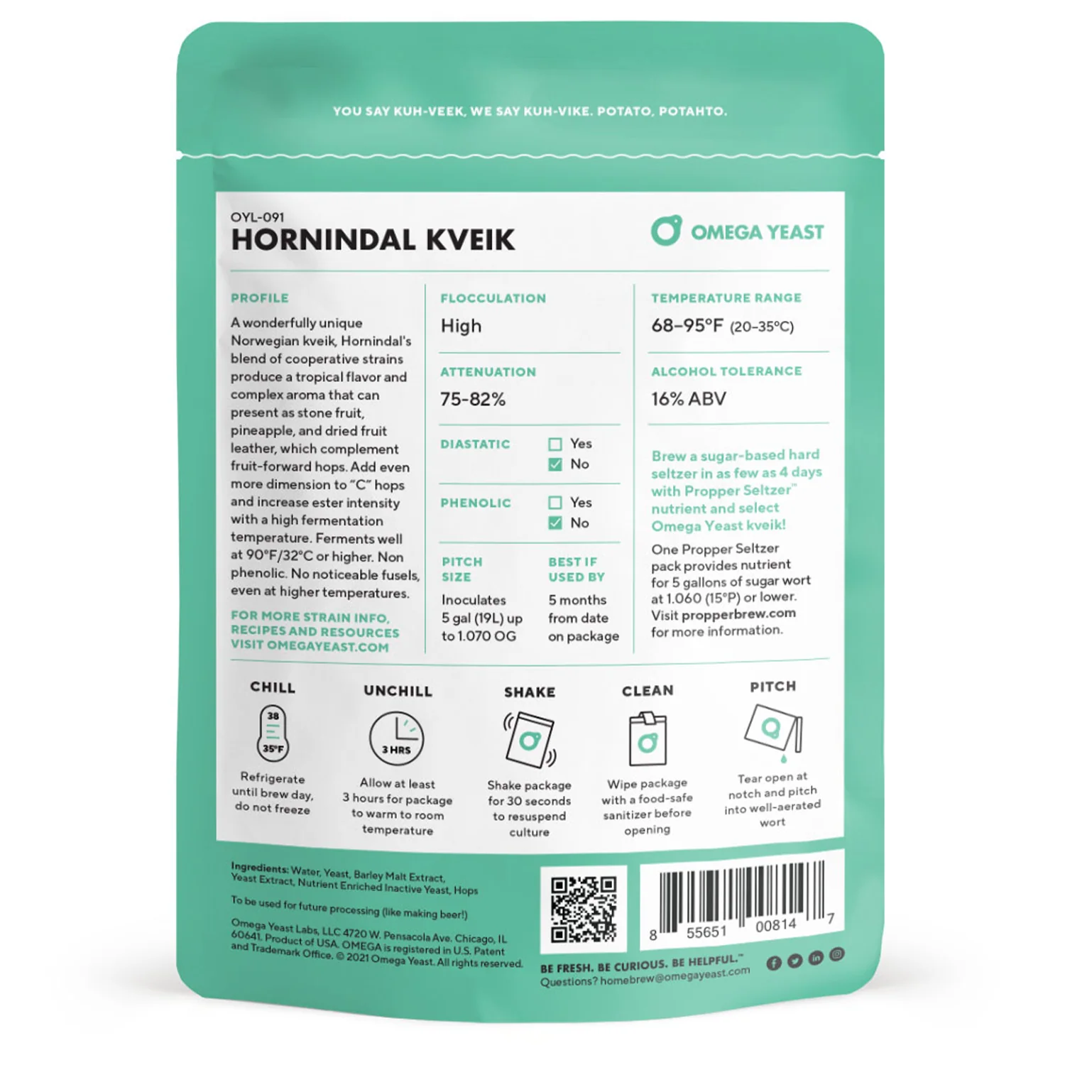 Omega Yeast | OYL-091 Hornindal Kveik | Beer Yeast | Double Pitch | 225 Billion Cells - Image 2