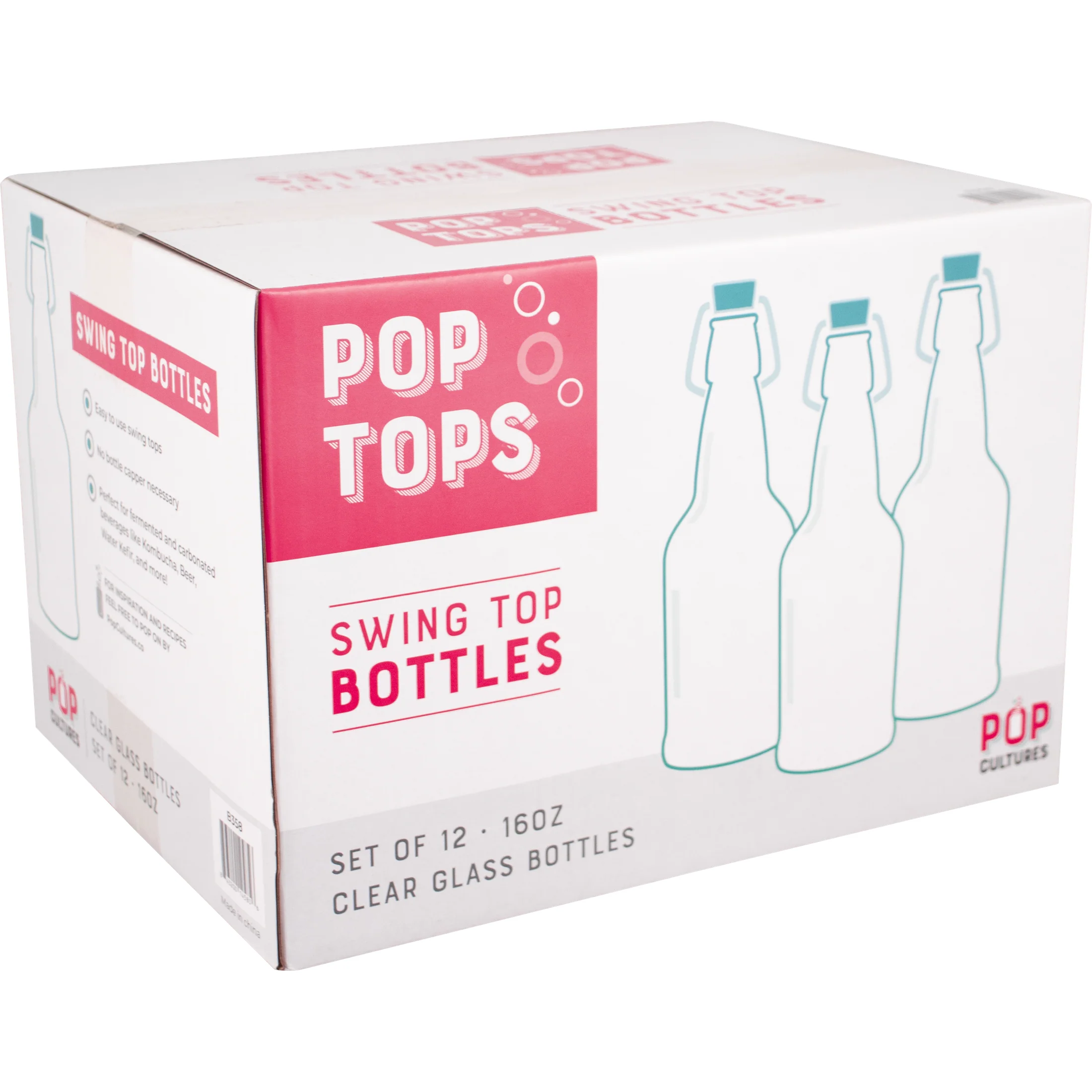 Pop Tops Swing Top Bottles - 16 oz Clear - 2 Cases of 12 (Qty 24) - FREE SHIPPING!!! - Image 3